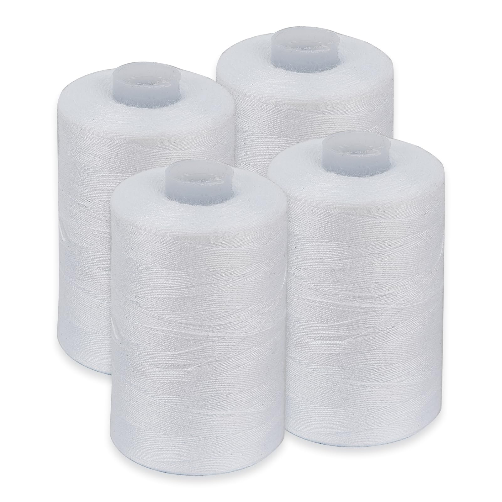 letsinstyle 4 Spools Each 1000 Yards White Sewing Thread, All Purpose Thread for Sewing, Polyester Quilting Hand Stitching Embroidery Accessory for Machine Supplies