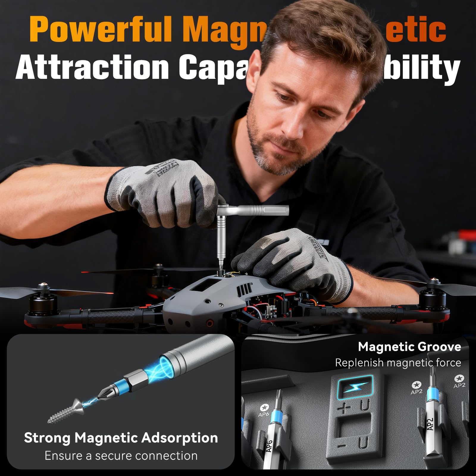 Housolution 66 in 1 Set di Cacciaviti a Rocchetto, Maniglia Sgabinabile, Testa 6,2°, Bit in Acciaio S2 Combinabili, Kit Portatile per Regali di Natale, Mobili, Computer, Biciclette, DIY