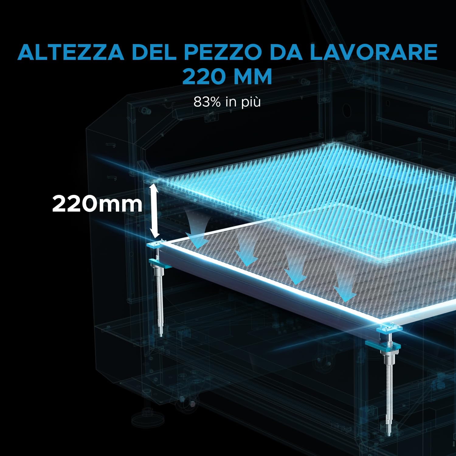 OMTech Incisore Laser CO2 60W, 700x500mm con Autofocus, Passaggio Doppio e Assistenza Aria Integrata, per Legno, Vetro, Acrilico, Pelle(with Lightburn)
