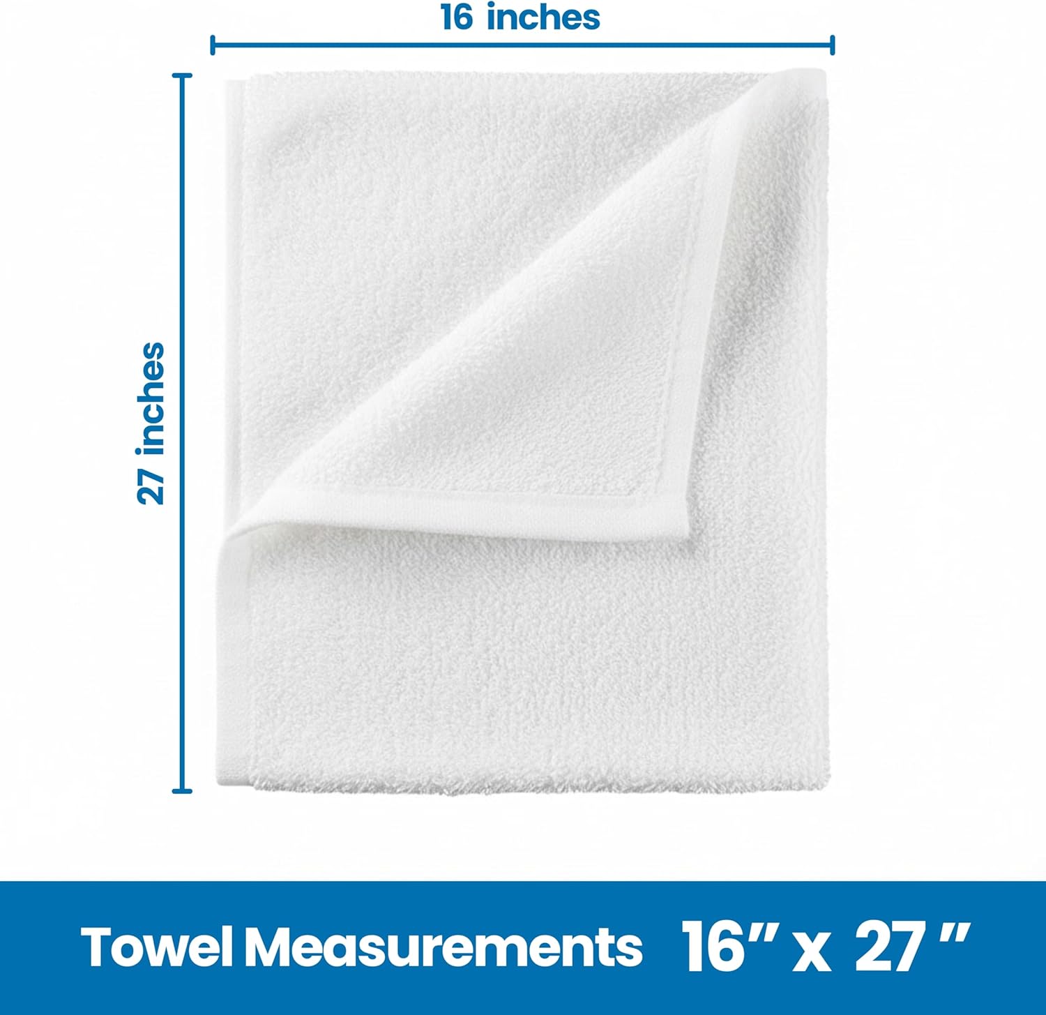 White Salon Towels - 16 x 27 Inch Soft Cotton Hand Towels for Hair Stylists, Barbers & Spas - Quick Dry, Durable Towel for Facial, Pedicure, Manicure & Massage Use - Pack of 12