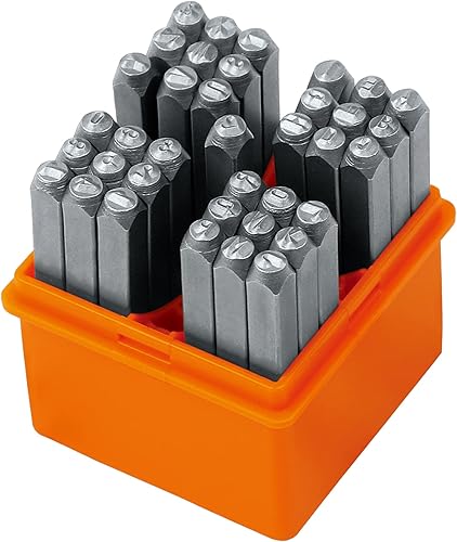 Miniatura 10 de HORUSDY Juego de 37 sellos metálicos de letras y números fáciles de elegir, 1/4 de pulgada (0.236 in), incluye símbolo de estrella, juego de ponche