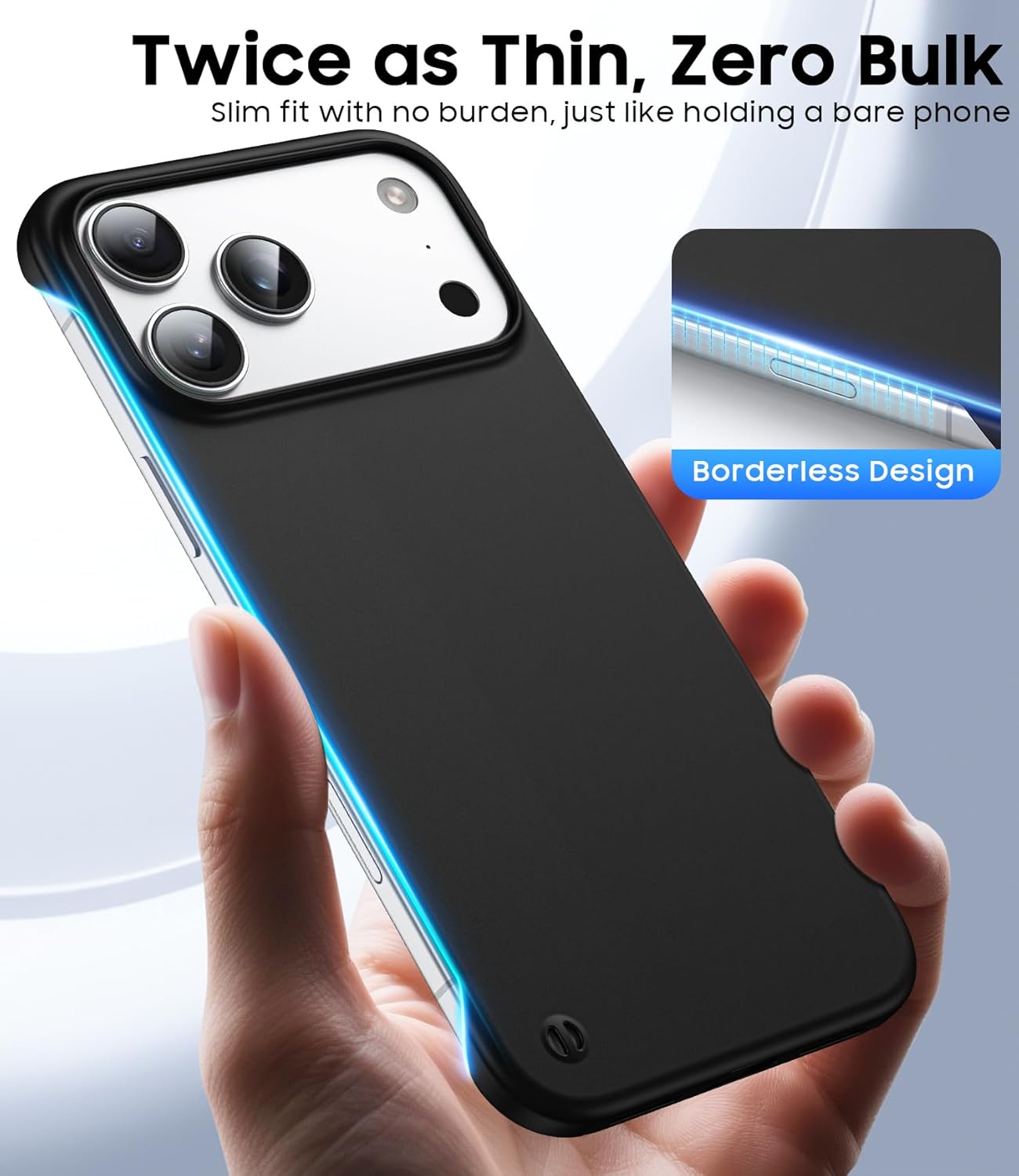 Magnetic Ultra Thin Frosted Designed for iPhone 17 Pro Max Frameless Case 6.9 inch [Compatible with MagSafe] Slim Minimalist Lightweight Matte Hard Cover Protective Borderless Case-Black - Image 3