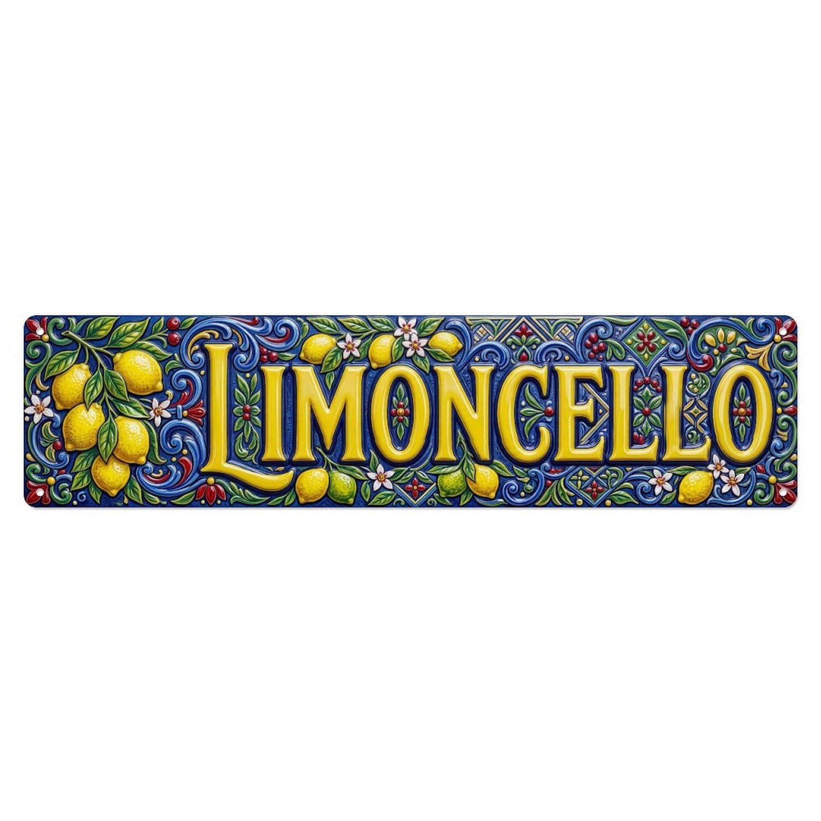 Limoncello Enamel Giant Bar Metal Tin Skinny Sign Plaque Wall Decor for Cafe, Club Bar, Office, Home Garden Metal Poster 4x16Inch