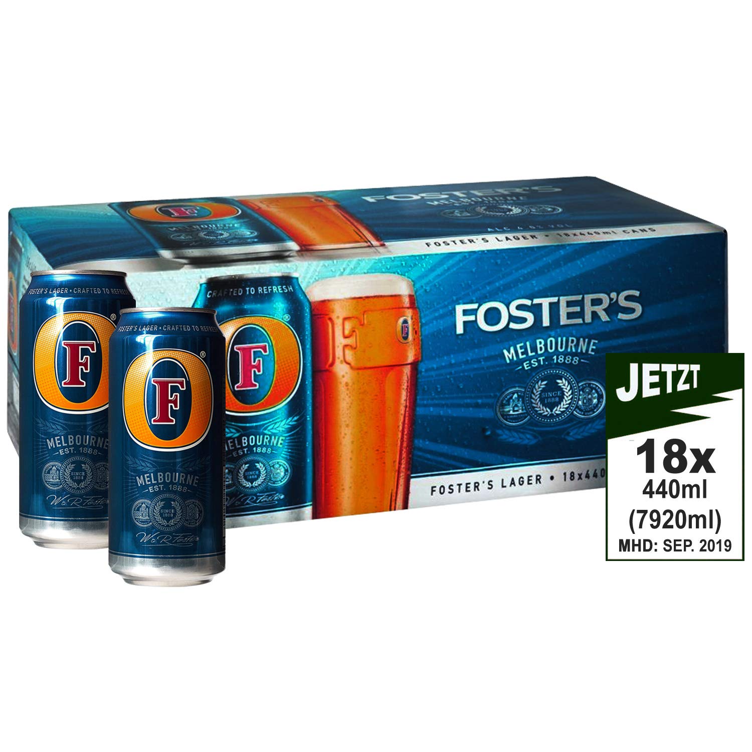 Foster's Lager Beer Alc 4.0% Vol. 18x 440ml (7920ml) - Foster's Australien's Famous Bier