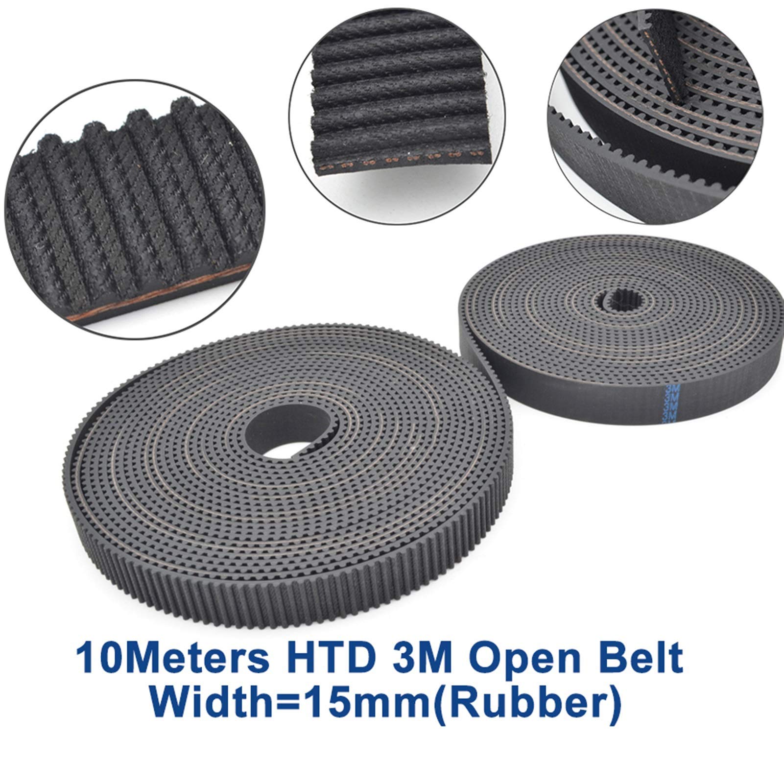 Geeyu ZHaonan-Zahnriemen ARC HTD3M Zahnriemen, Breite 15 mm, Länge 10000mm, Gummifaser, HTD3m-15mm Öffnen Sie Synchrongürtel, 10 Meter Ersatzteile