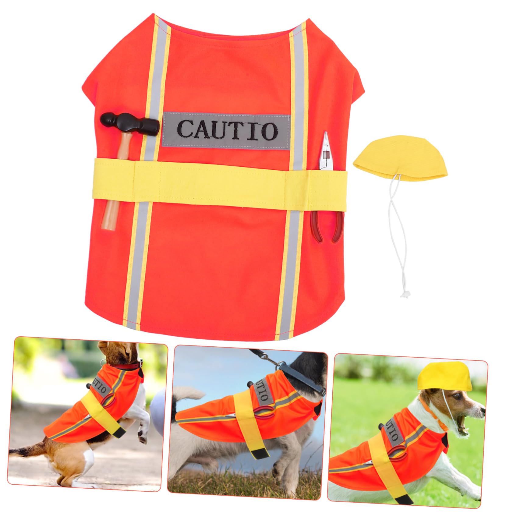 FRCOLOR 5 Pz Vestiti Per Animali Domestici Costume Da Cucciolo Aspetto Ingegnere Animale Domestico Giubbotto Riflettente Per Gilet Sicuro Per Cani Forniture Per Cani Poliestere Il Cane