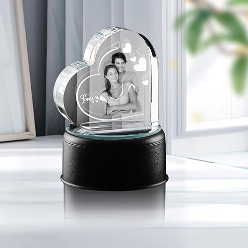 Miniatura 7 de Iaisacl Foto de cristal 3D, foto grabada con láser con 4 fondos, cubo de imagen de cristal grabado personalizado para aniversario de Navidad, regalo