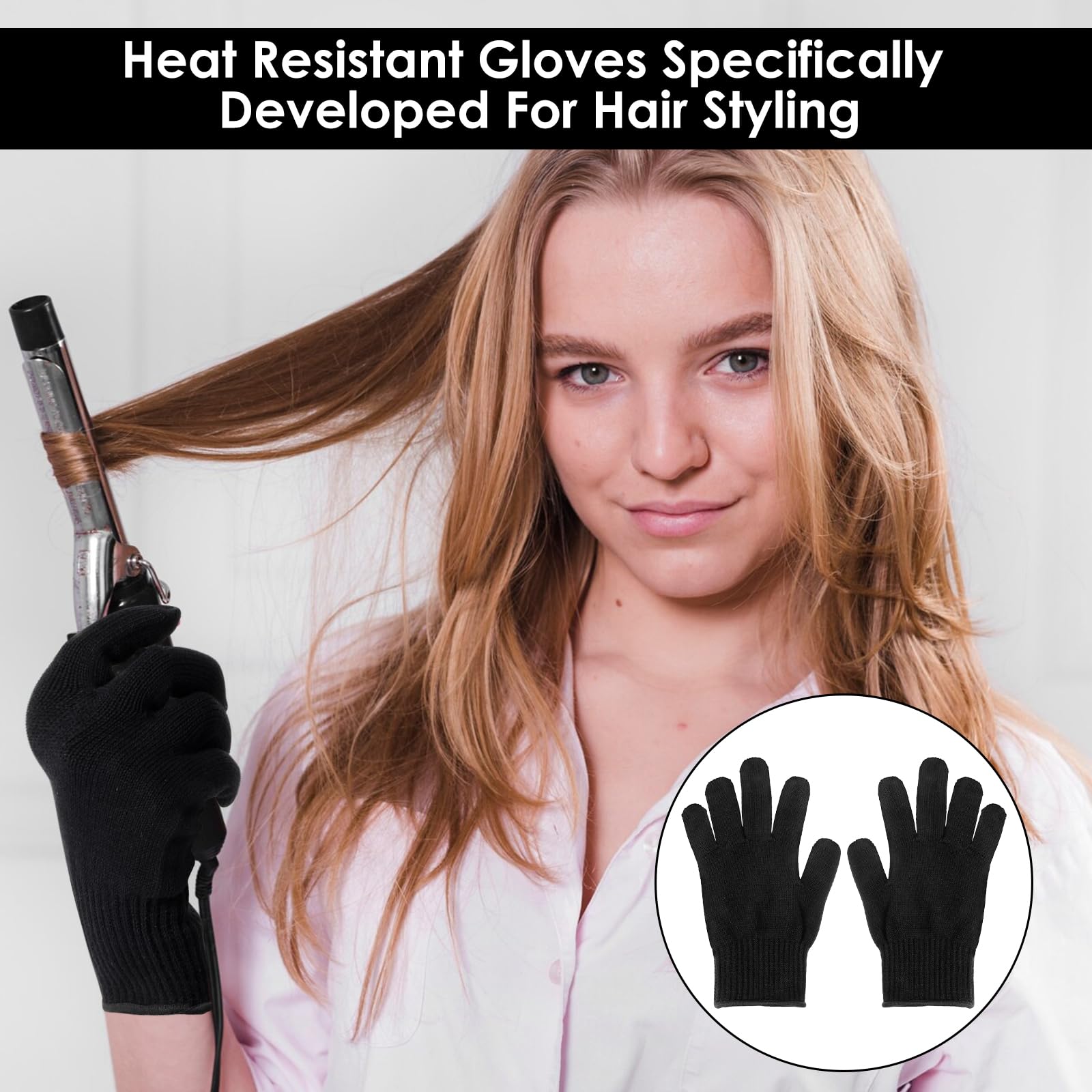 Gants professionnels résistants à la chaleur pour coiffure, protection chaleur, fer à friser, lisser, noir, 22x12 cm, lot de 4