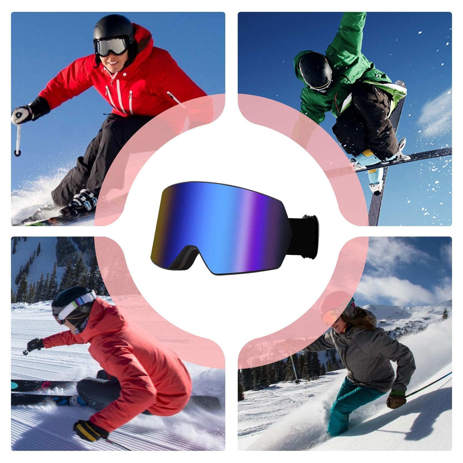 Genérico Occhiali da sci e snowboard per bambini, a doppio strato, antivento, per uomini, donne, adulti e ragazzi