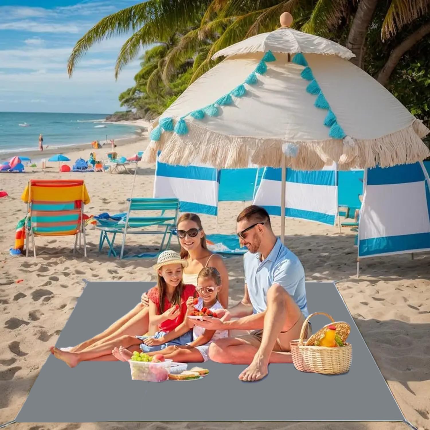 Alfombra De Suelo De Camping 3mx2,5m Polietileno HDPE con Ojales Acero Inoxidable Lavable