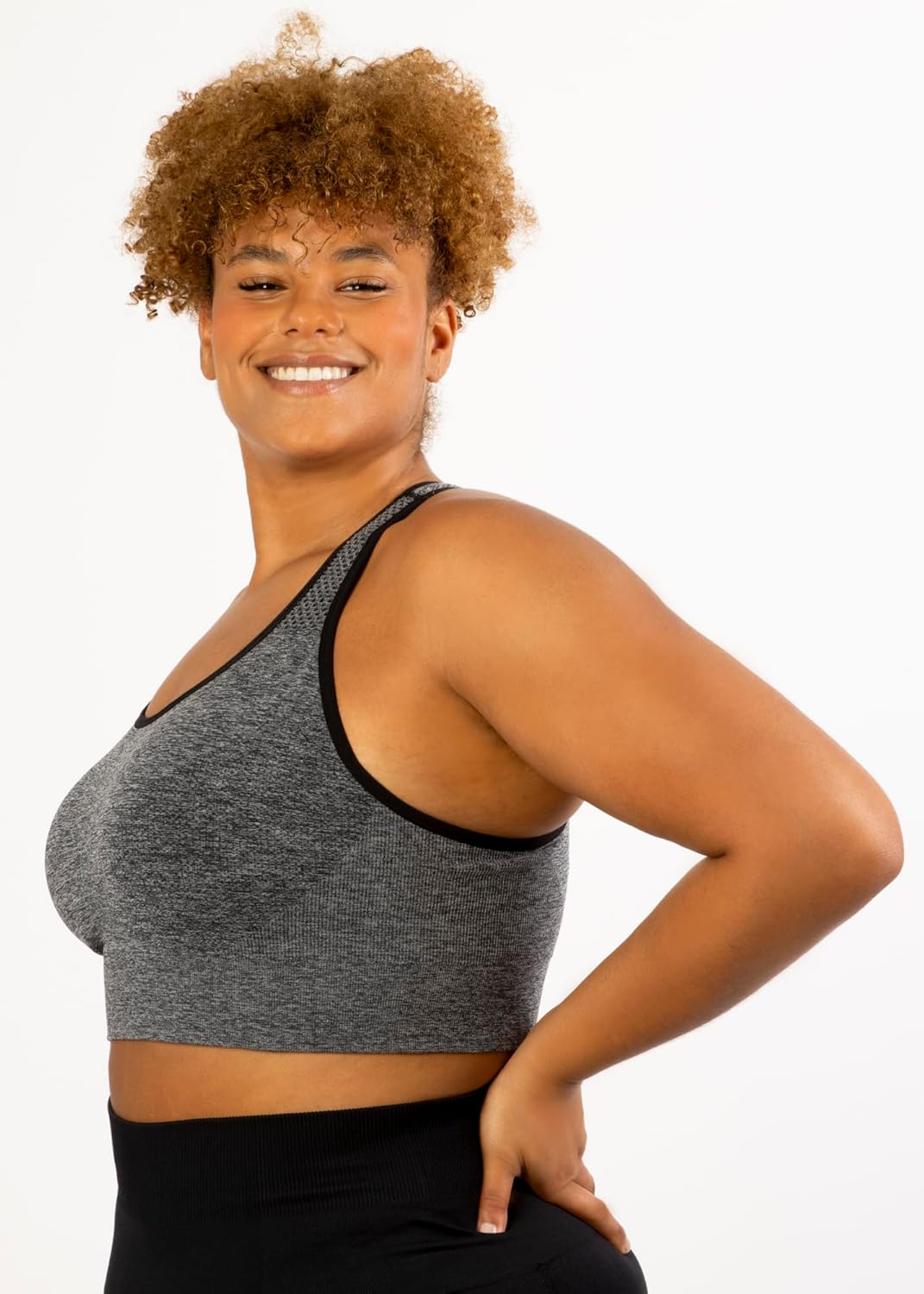 Under Control Plus Size Sport Bras for Women Large Bust Seamless Racerback Padded Yoga Workout Bras Black White Pack 1X-2X-3X - Image 4