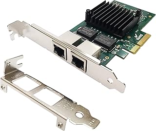 HINYSENO Dual Port RJ-45 10/100/1000Mbps PCI-Express x 4 Gigabit Ethernet Server Adapter Dual Port Network Interface Controller Card for I350AM2 Chipset, Compare to Intel I350-T2