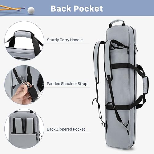 Miniatura 4 de GOBUROS Estuche para taco de billar de 4 x 5, funda de transporte con capacidad para 4 traseros y 5 ejes, bolsa suave para palos de piscina con