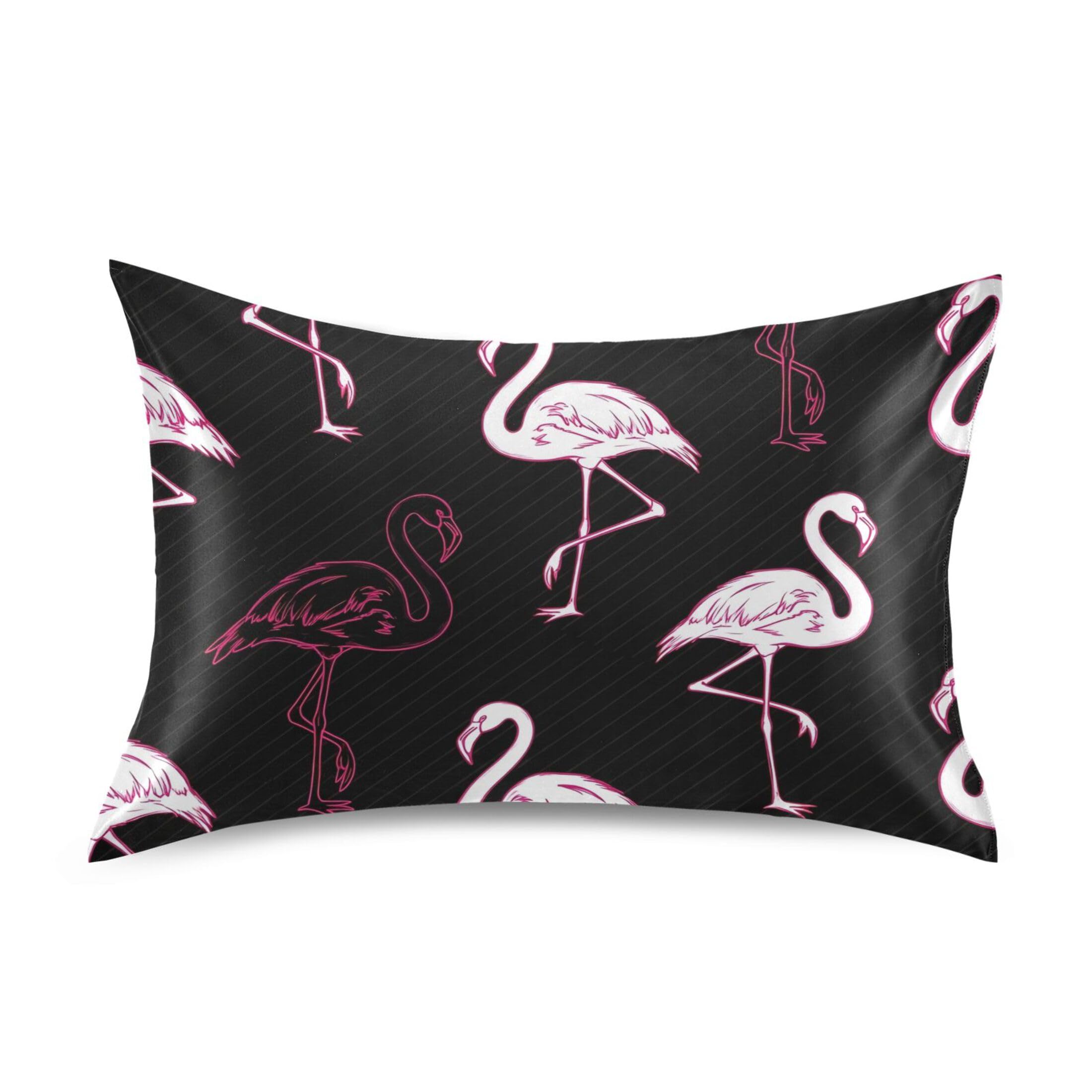 Fuauuyl Pillowcase Queen Size 20x30 in, Flamingo Soft Breathable Satin Pillow Case for Hair and Skin with Envelope Closure Wrinkle-Free