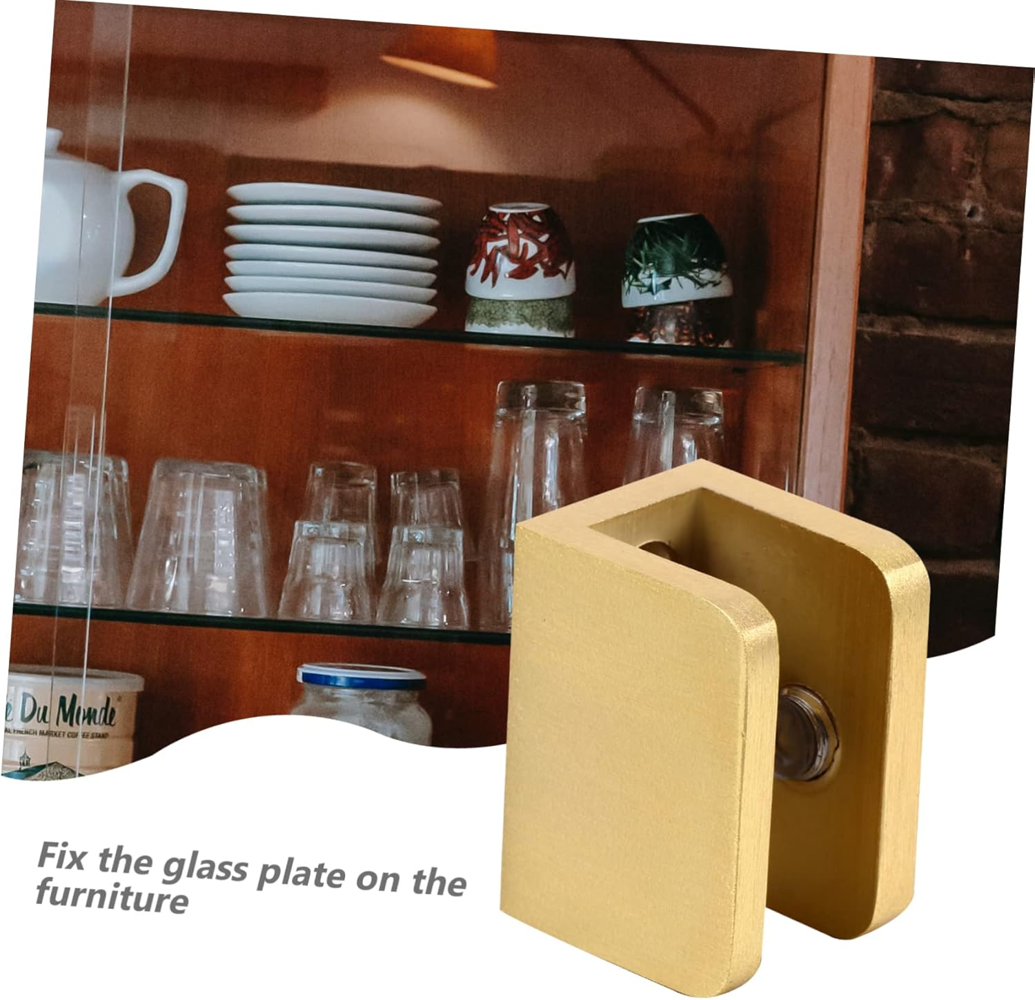 Generic 6pcs Square Glass Shelf Bracket Clamp for Glass Shelves for Staircase Handrail Easy Installation Suitable for Bathroom and Living Spaces Finish