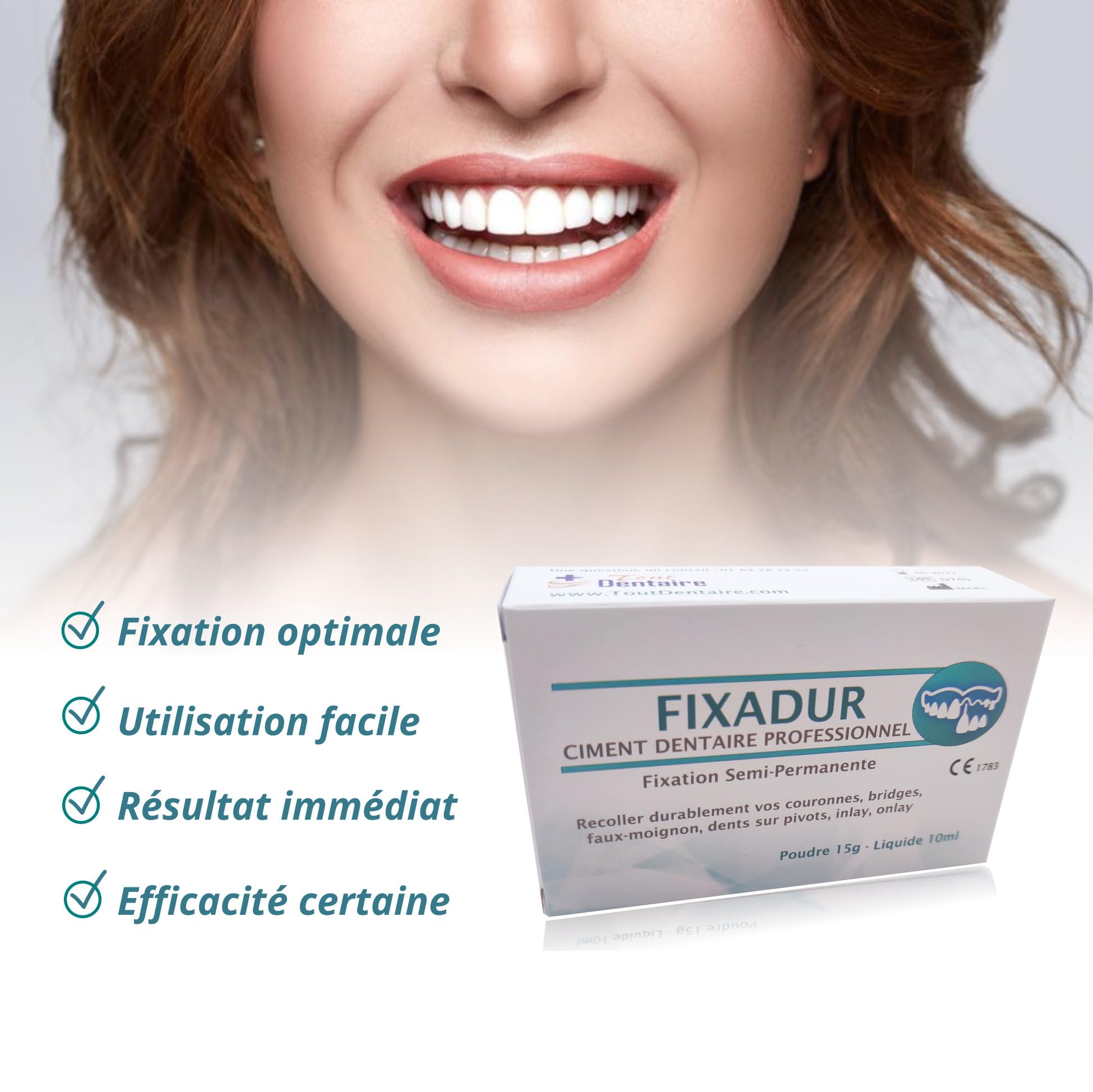 Ciment dentaire semi-permanent – Colle dentaire forte pour couronnes et bridges – Adhésif prothèse dentaire professionnel”