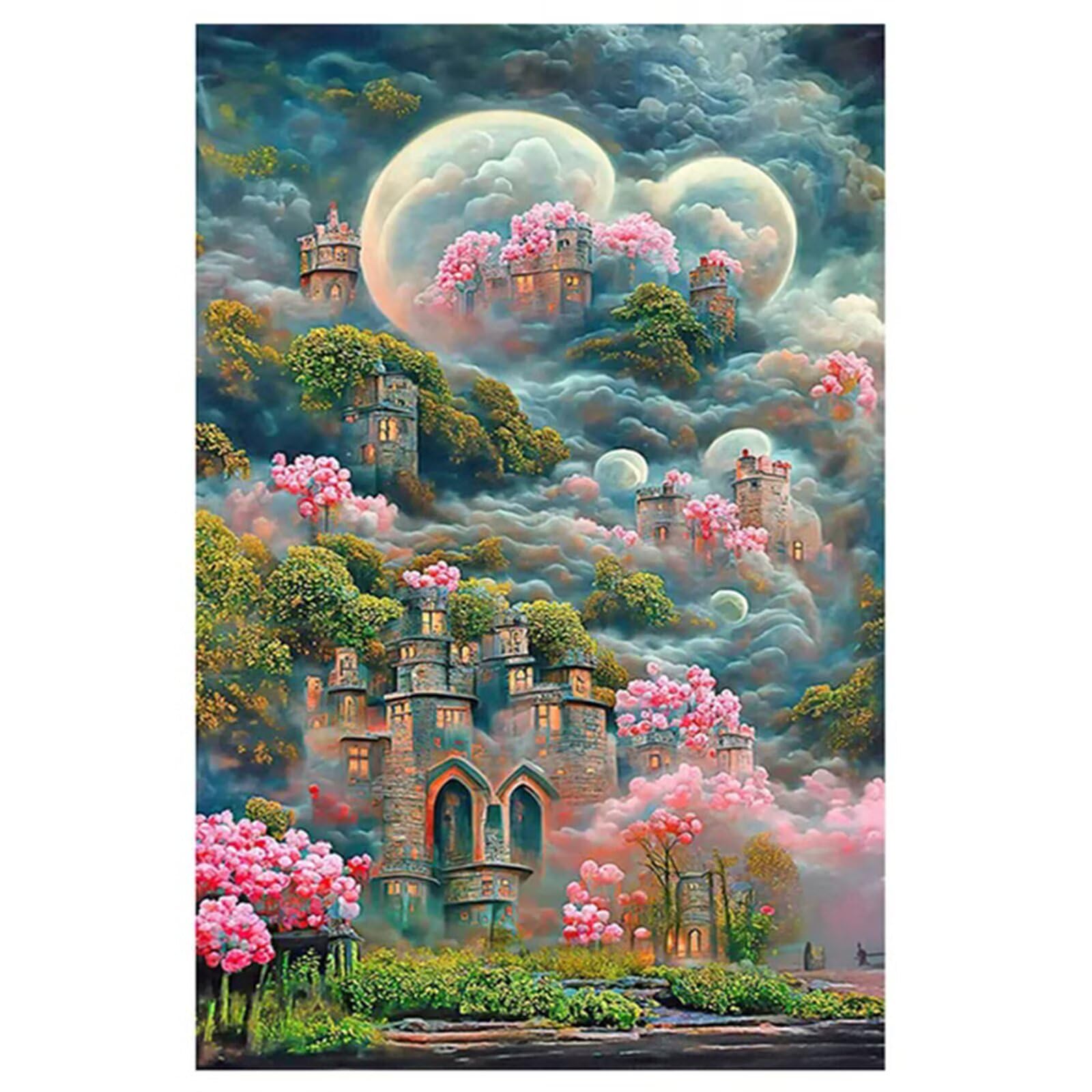 Puzzle 1000 elementów, zamek, krajobraz kwiatowy, puzzle dla dorosłych, 75 x 50 cm, trudne puzzle, puzzle dla całej rodziny, klasyczne puzzle dla dorosłych, 1000 elementów