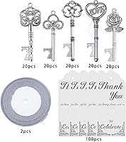 Vista 3 de Makhry Abridor de botellas con llave de esqueleto, recuerdos de boda, 100 piezas, regalo de recuerdo para invitados, con cunas de agradecimiento