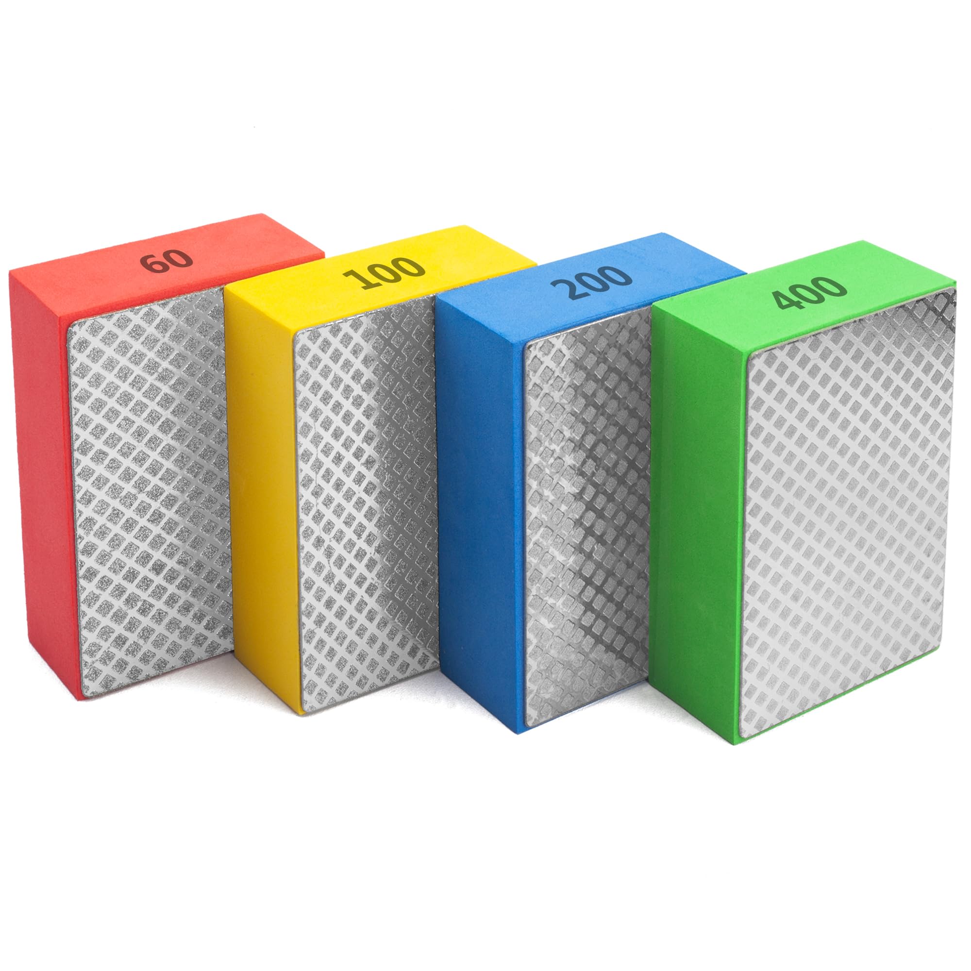 SZSYD 4Pack Diamond Hand Polishing Pads for Sanding Ceramics Glass Tile Concrete Stone Marble Granite, 60#,100#,200#,400# (Grid)