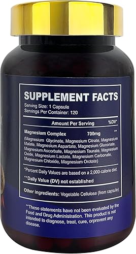 Miniatura 9 de SPNHKQV Suplemento complejo de magnesio 12 en 1 - Cápsulas de glicinato de magnesio de alta absorción de 700 mg para mujeres y hombres - Soporte