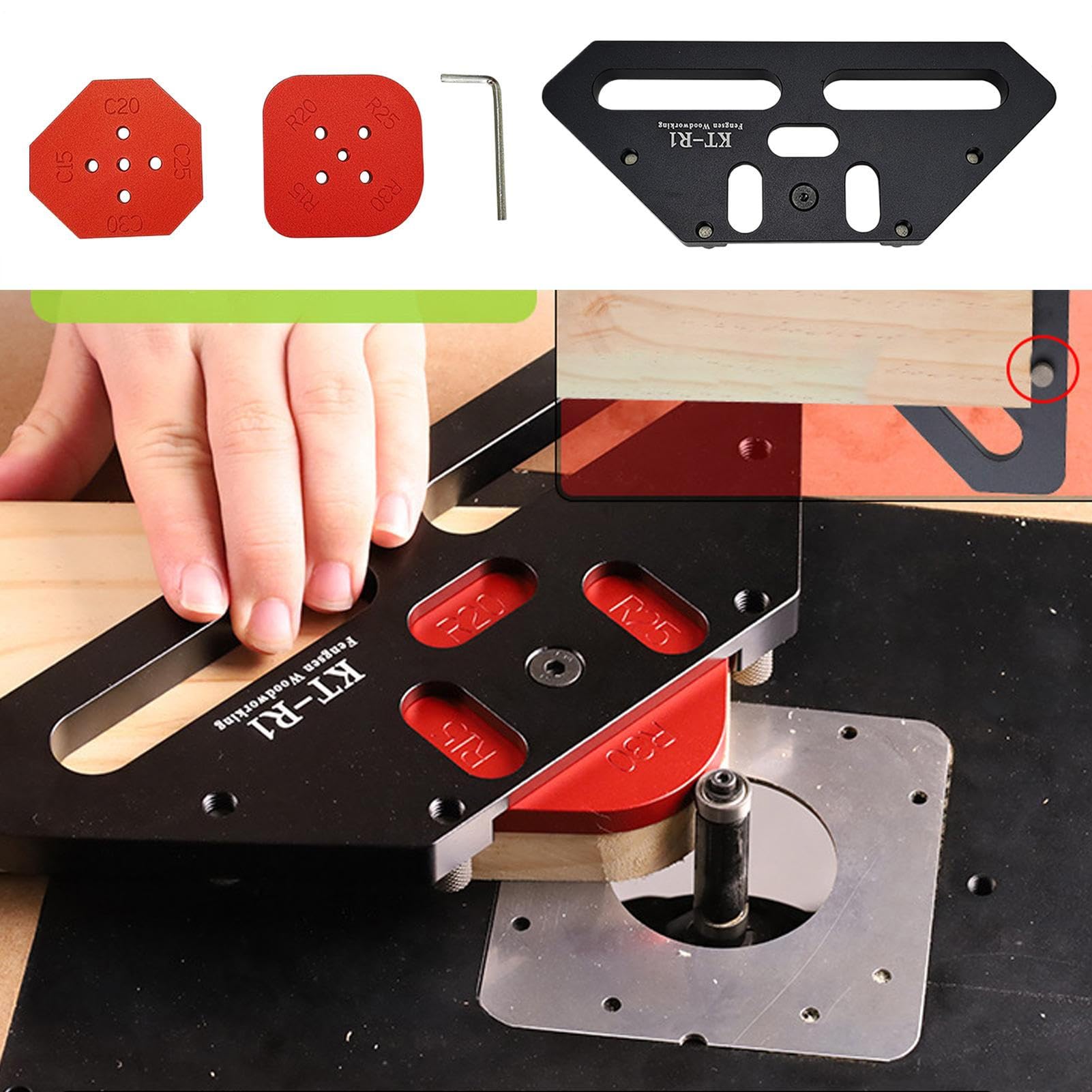Plantilla Para Radios De Fresadora Guía Curva para Esquinas | Guía Para Cortar de Aleación de Aluminio Para Bordes de Muebles, Proyectos de Carpintería Doméstica y Artesanos en Madera