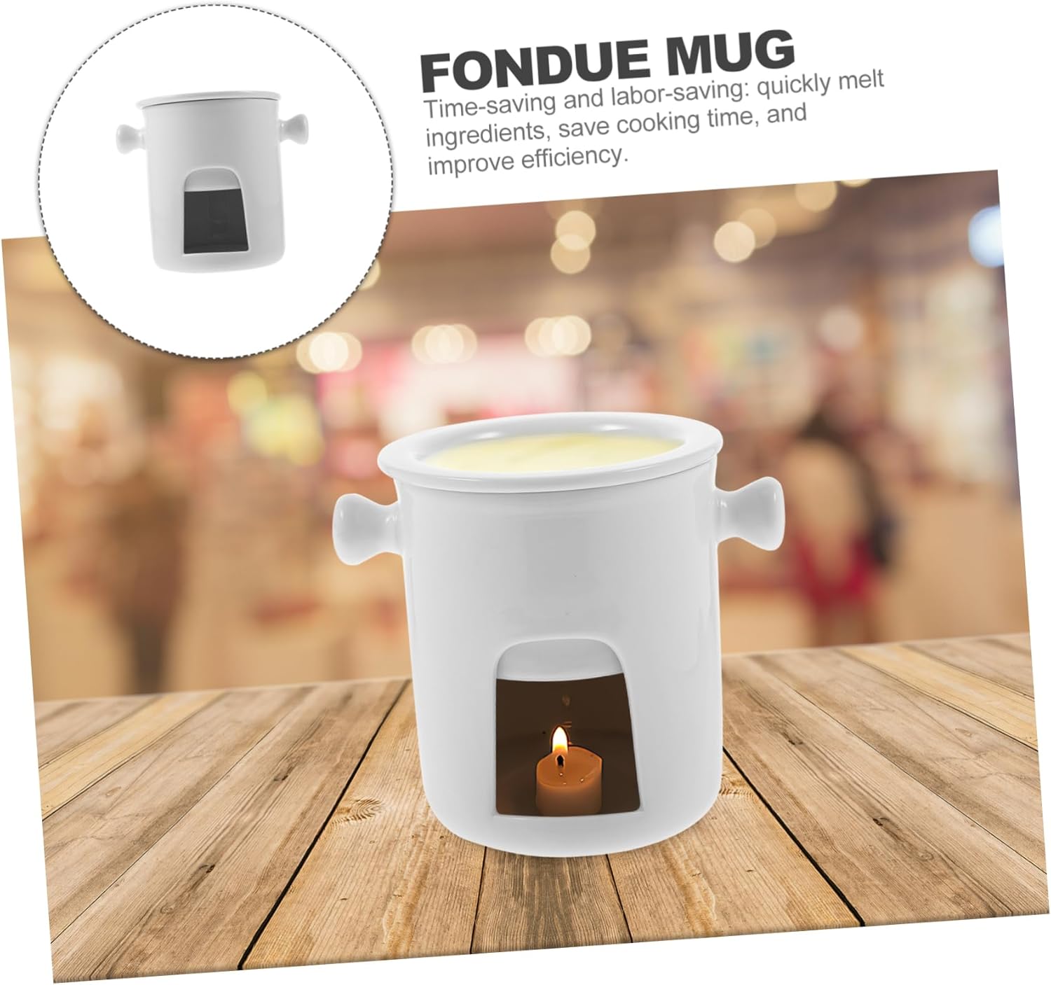 Chocolate Cheese Melting Pot Ceramic Fondue Pot for Butter Cheese and Chocolate for Kitchen Dining and Outdoor Parties Easy to Clean and Use