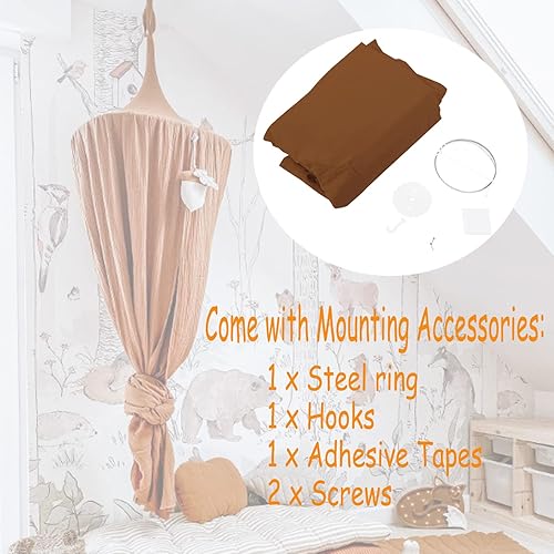 Miniatura 5 de Toldo para cama de niños, ropa de cama de bebé, cúpula redonda, decoración de la habitación, cortinas de cama para niños, tienda de campaña