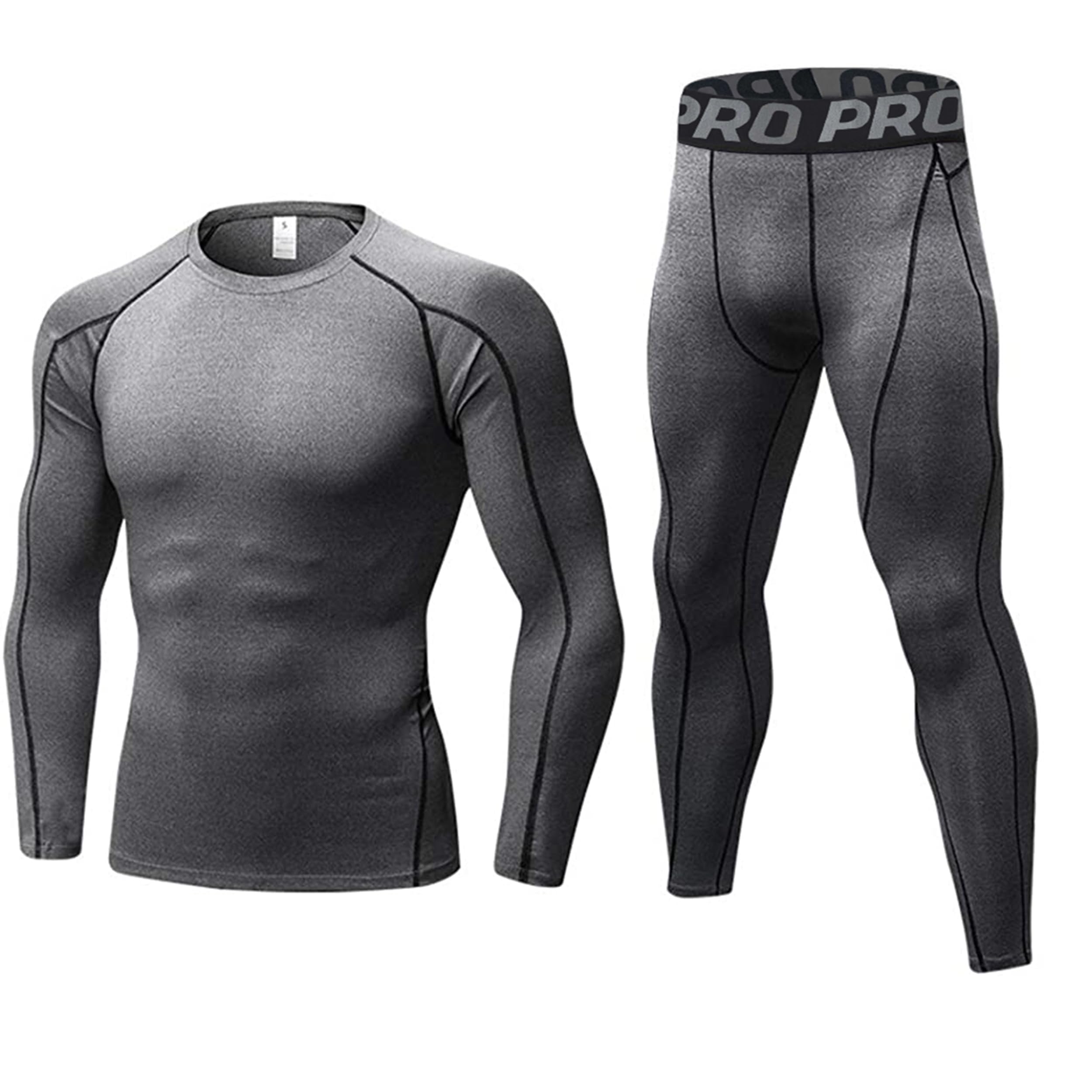 Kompressionsanzug Herren Trainingsanzug Atmungsaktive Langarm Kompressionsshirt Lange Kompressionshose Schnelltrocknende Funktionswäsche Sportswear Laufanzug Männer Fitness Gym Sport Set