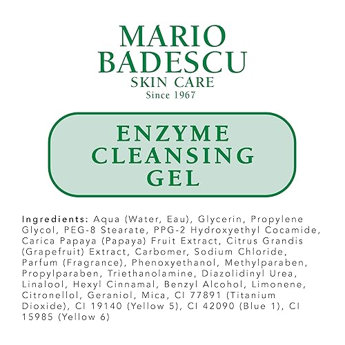 Miniatura 7 de Mario Badescu Gel limpiador enzimático para todo tipo de piel, lavado facial sin aceite con extracto de pomelo y papaya, elimina el exceso de aceite