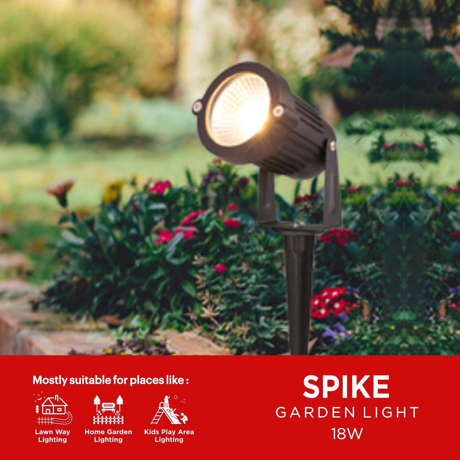 Pride Lighting | Spike Garden Light | 18W | Outdoor & Garden - Warterproof (IP65) | Light Color (Warm White) 3