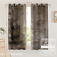 Vista 121 de Cenefas de cocina modernas con patrón de cobre marrón dorado para ventanas, cenefas opacas abstractas de marcas de arañazos y cortinas opacas