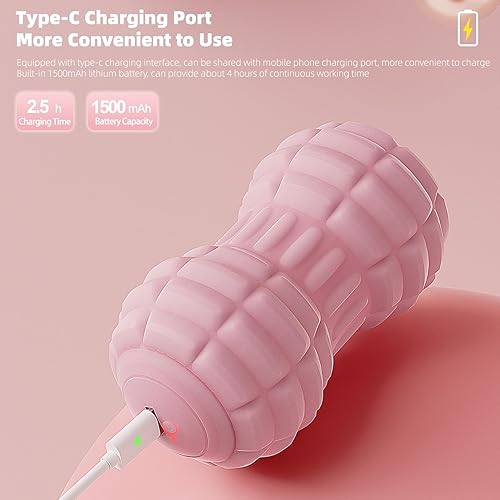 Miniatura 6 de Pelota de masaje vibratoria de maní para fascitis plantar, rodillo de masaje portátil de 4 velocidades para pies, cuello, espalda y cuerpo,