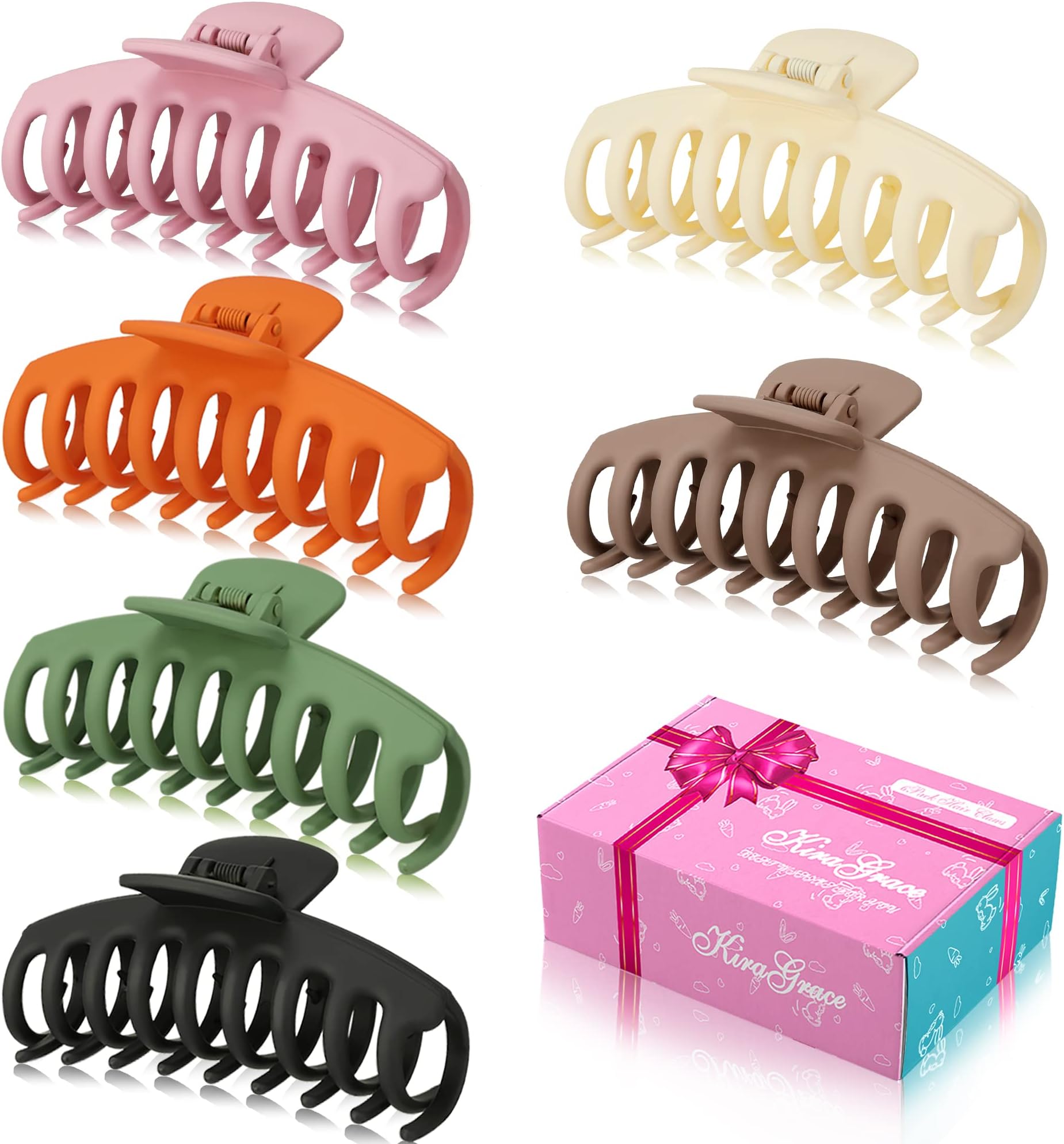 Super KiraGrace 6Pack Hair Claw Clips for Thick Hair - Large Hair Clips for Women Thick Hair Large Claw Clips for Thick Hair Big Hair Clips for Thick Hair Claw Hair Clips Claw Clips for Thin Hair