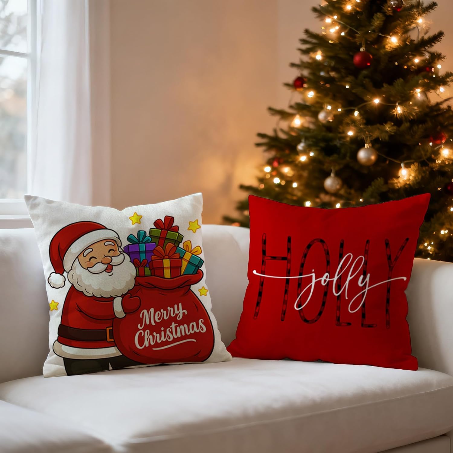Christmas Throw Pillow Covers 18x18 inch Set of 4 image 4