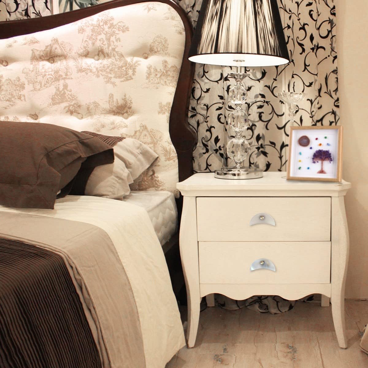 mookaitedecor Set of 4 Moon Shape Agate Slice Cabinet Knobs with Screws, Natural Agate Stone Crystal Drawer Pulls for Cupboard Kitchen Decor