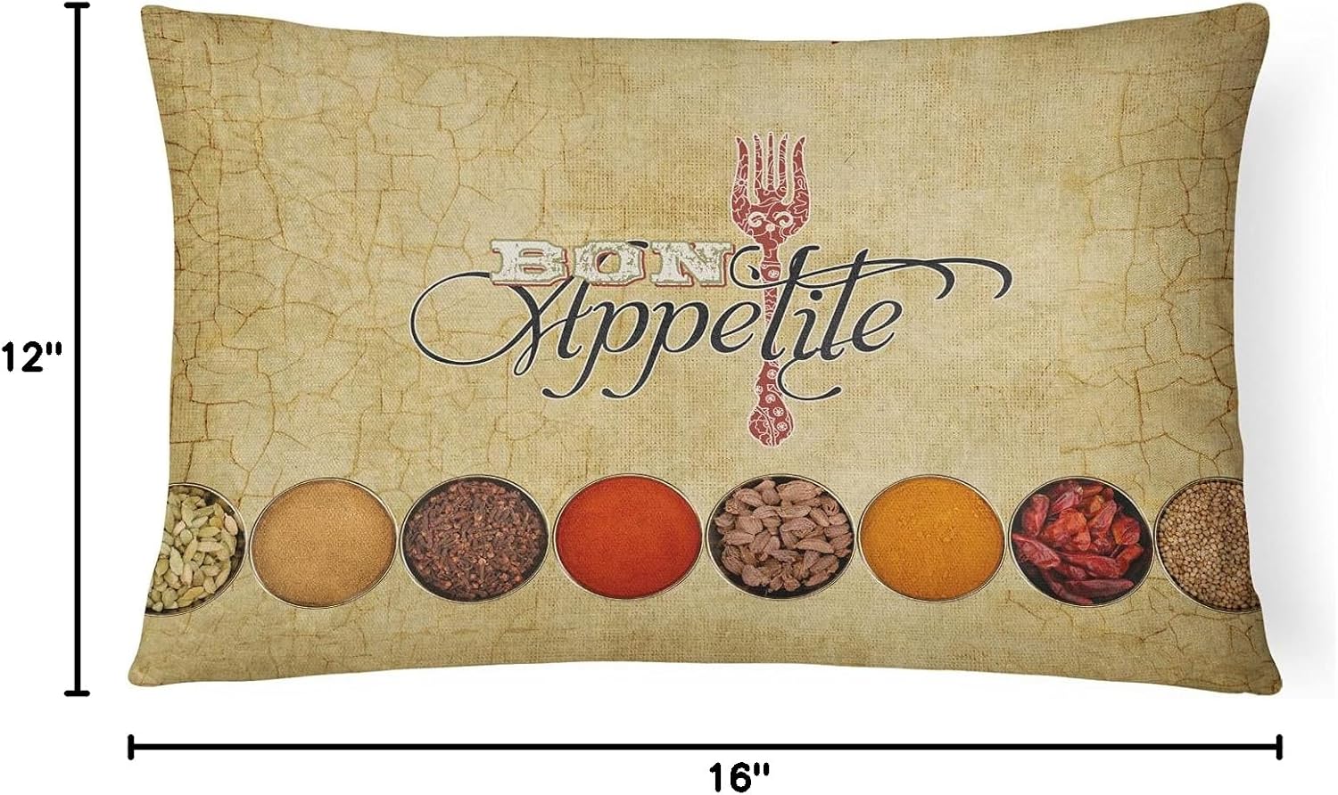 Caroline's Treasures SB3089PW1216 Bon Appetite and Spices Canvas Fabric Decorative Pillow 100% Machine Washable Pillow, Indoor or Outdoor Decorative Throw Pillow for Couch, Bed or Patio