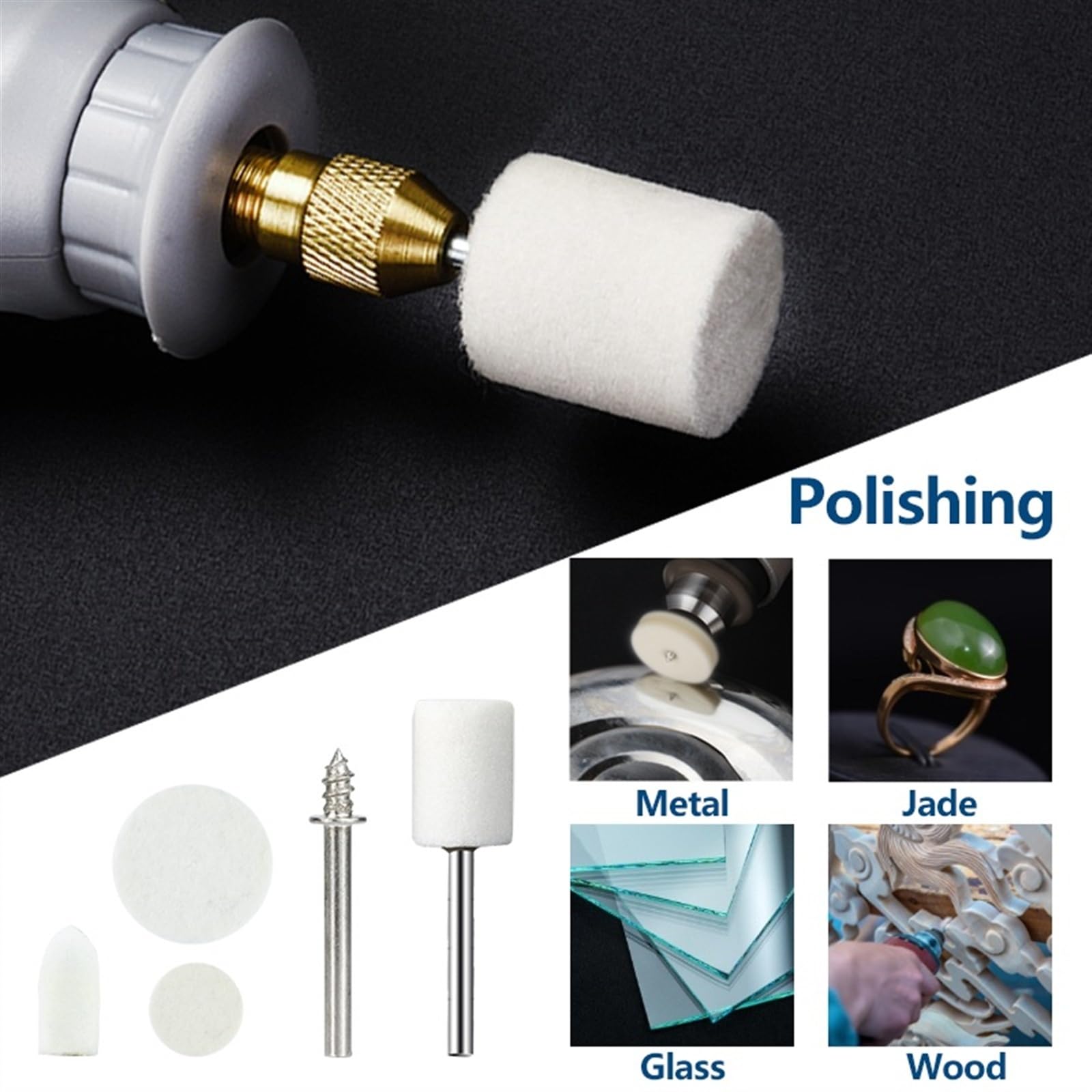 Accesorios para herramientas rotativas de pulido y grabado de metal y madera