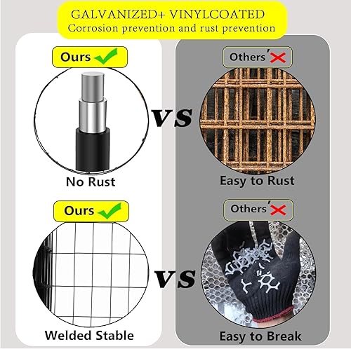 Miniatura 4 de Valla de alambre soldada con revestimiento de PVC de 48 pulgadas x 50 pies, color negro, 2 x 3 pulgadas, tela de hardware recubierta de 16GA,