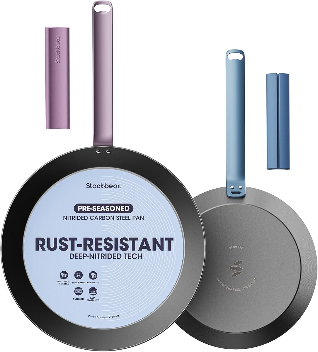 Carbon Steel Frying Pan Set, 10 & 12 Inch Nitrided Skillets
