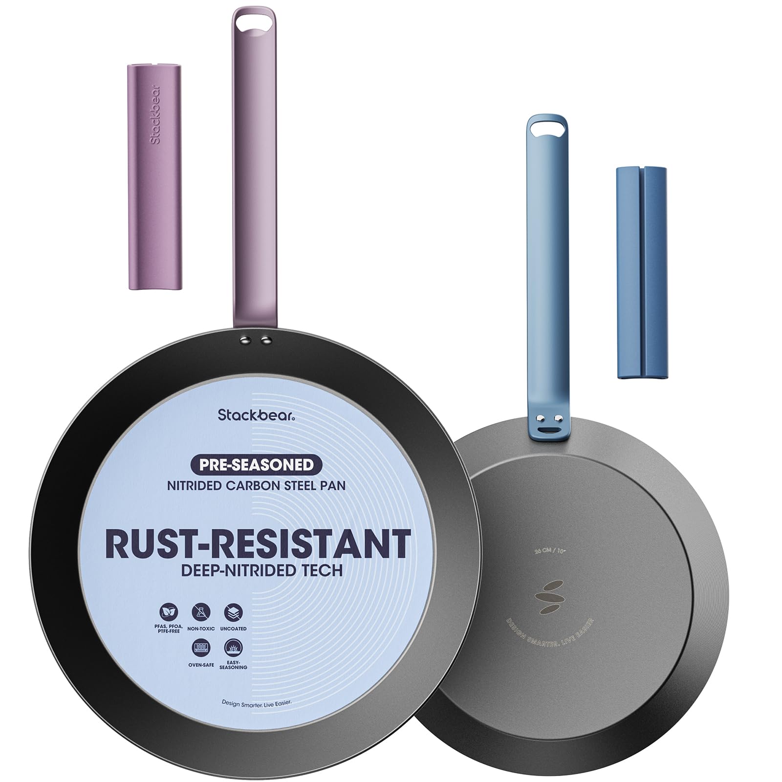 Stackbear Carbon Steel Skillet Set 10 & 12 Inch