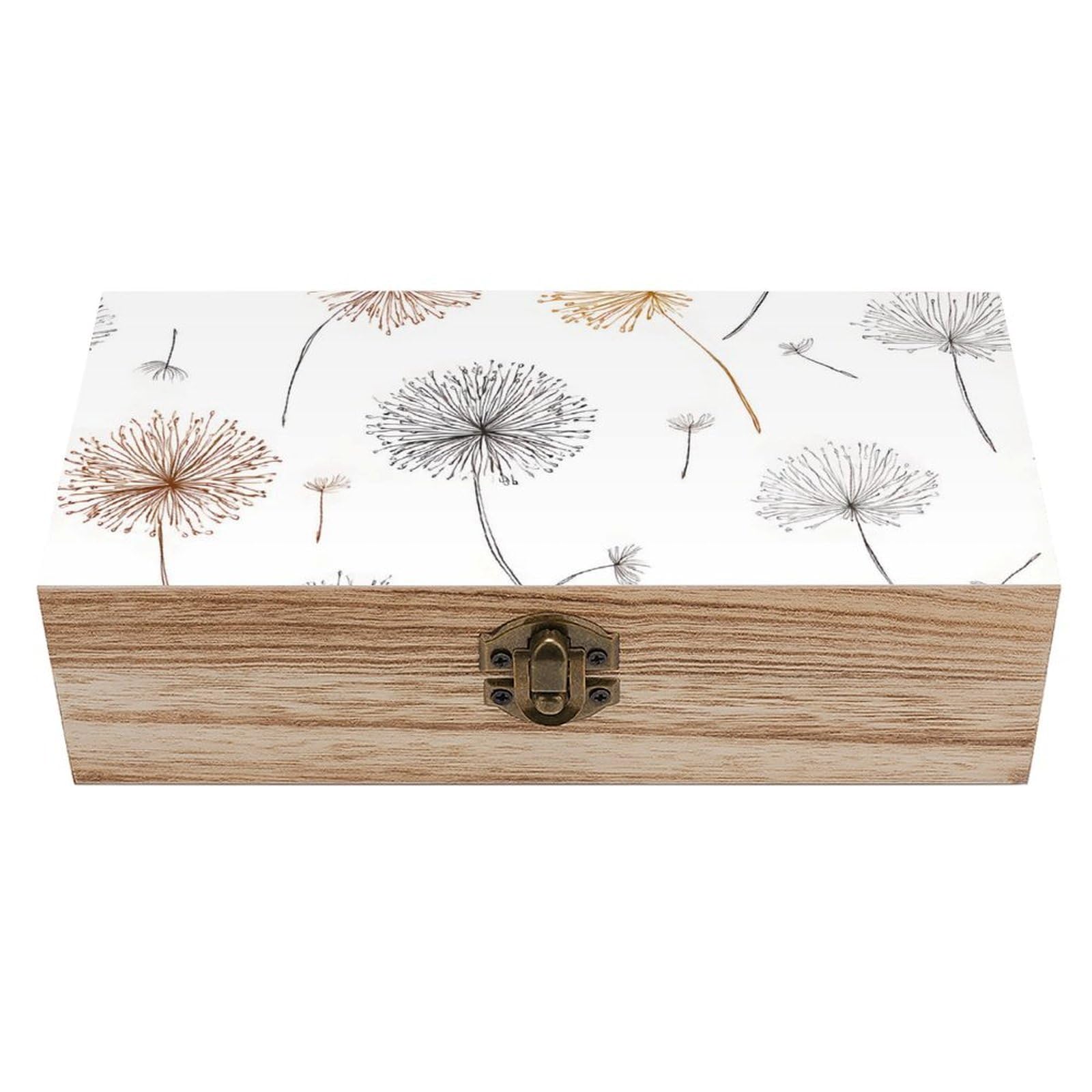 HLBSDM Dandelion Wooden Storage Box Craft Memory Keepsake Treasure Chest Box Jewelry Organizer