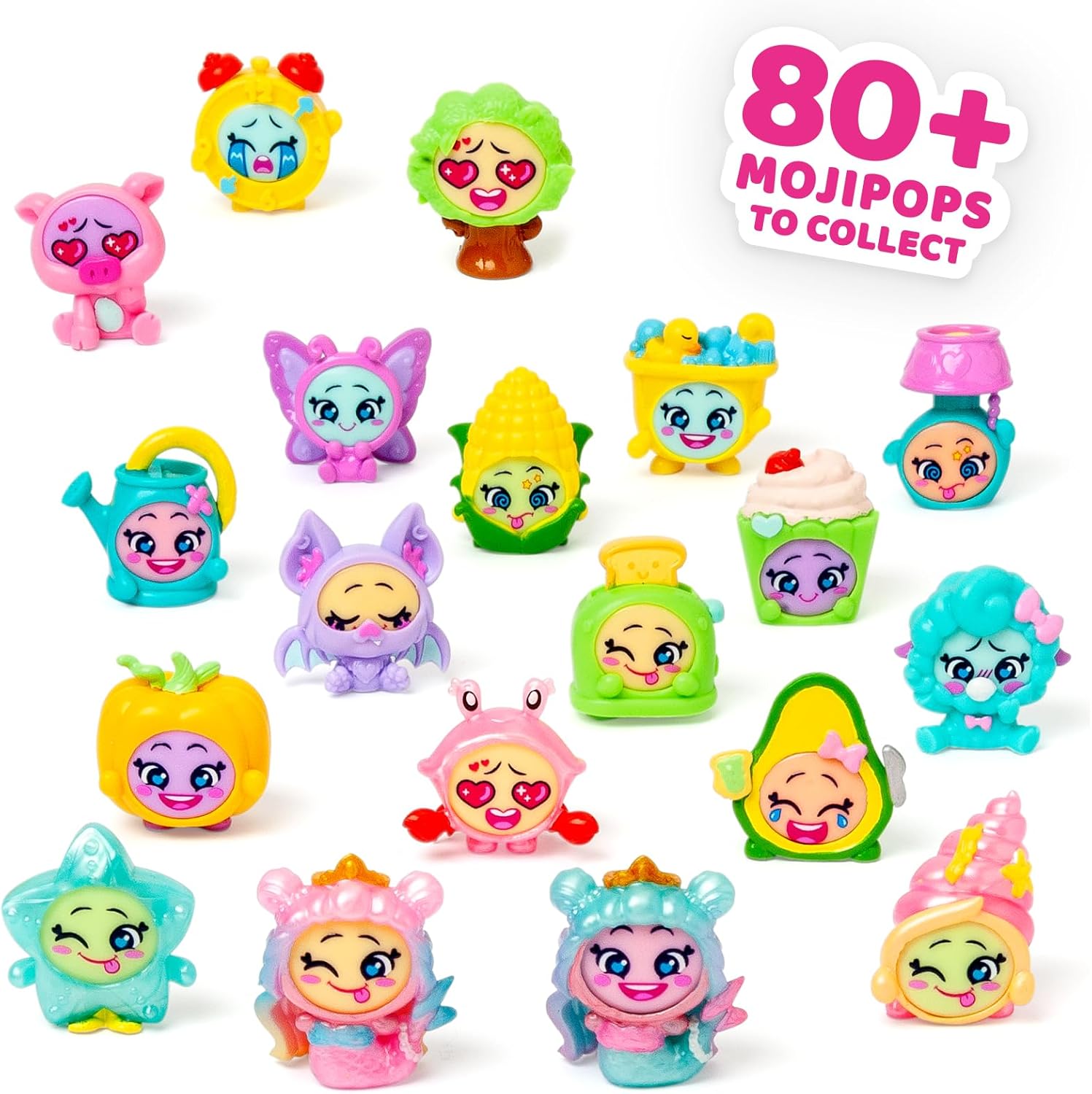 Pearl Series Mojishell Collection Box with 2 Surprise Moji Pops with Reversible Faces (1 with Pearl Effect), Surprise Colour in 6 Different Colours