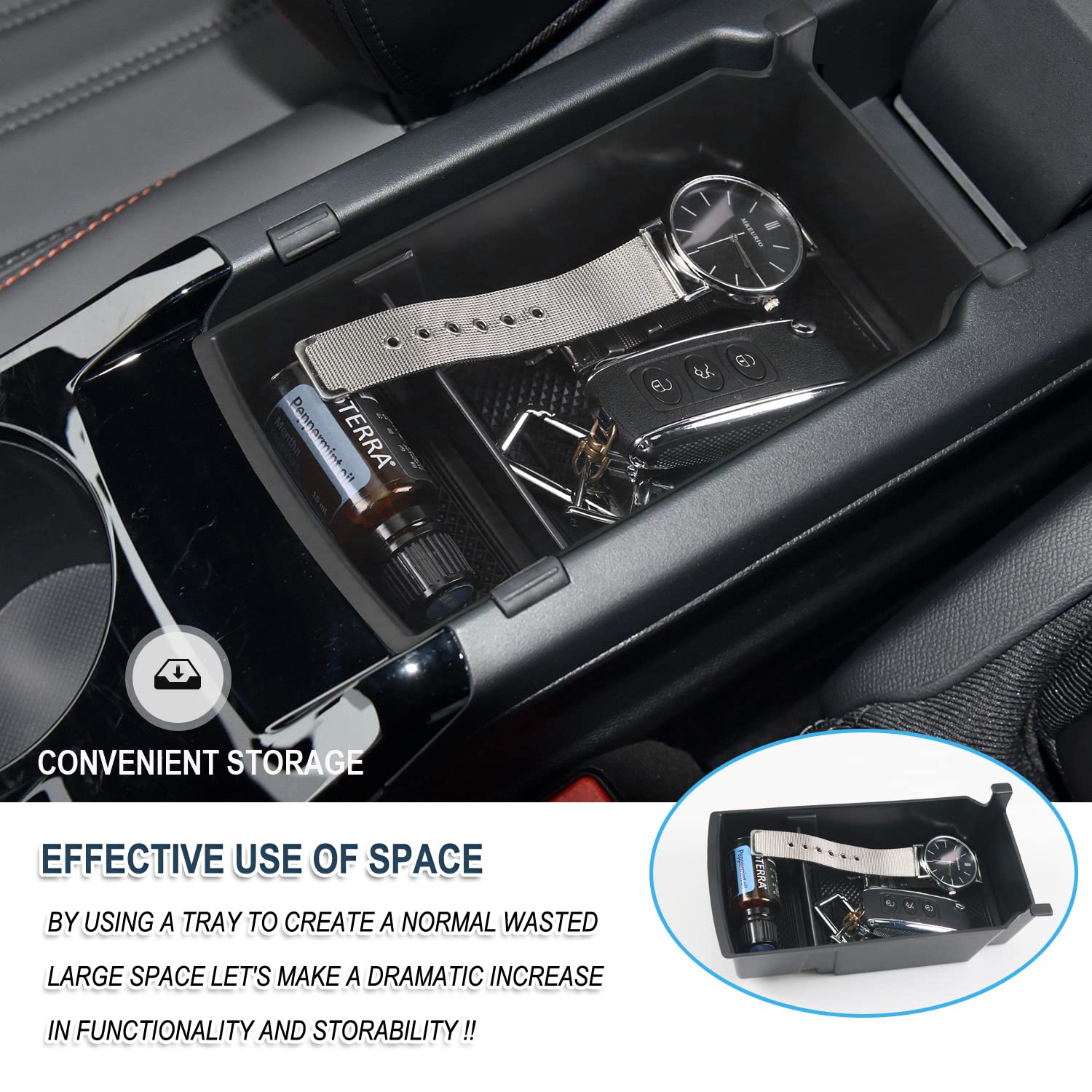 YJYWZH per Peugeot 208 2019 2020 2021 Bracciolo Scatola Doppio Strato Console di Stoccaggio con Portabicchierii