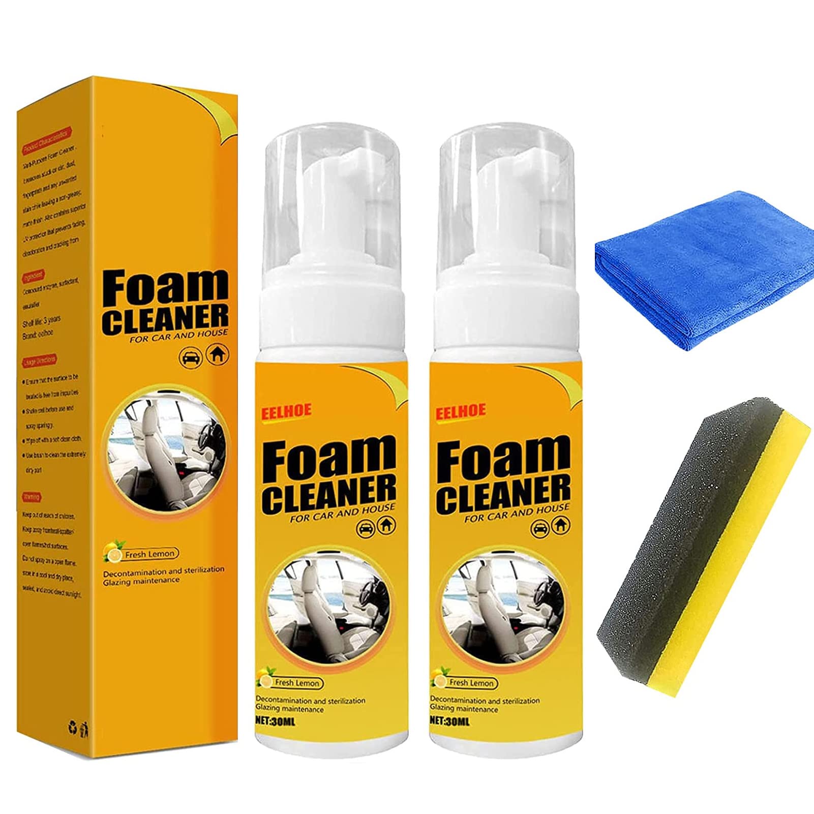 shoxil Foam Cleaner, Spray Foam Cleaner, Multifunctional Car Foam Cleaner, Foam Cleaner for Car and House Lemon Flavor, Strong Decontamination