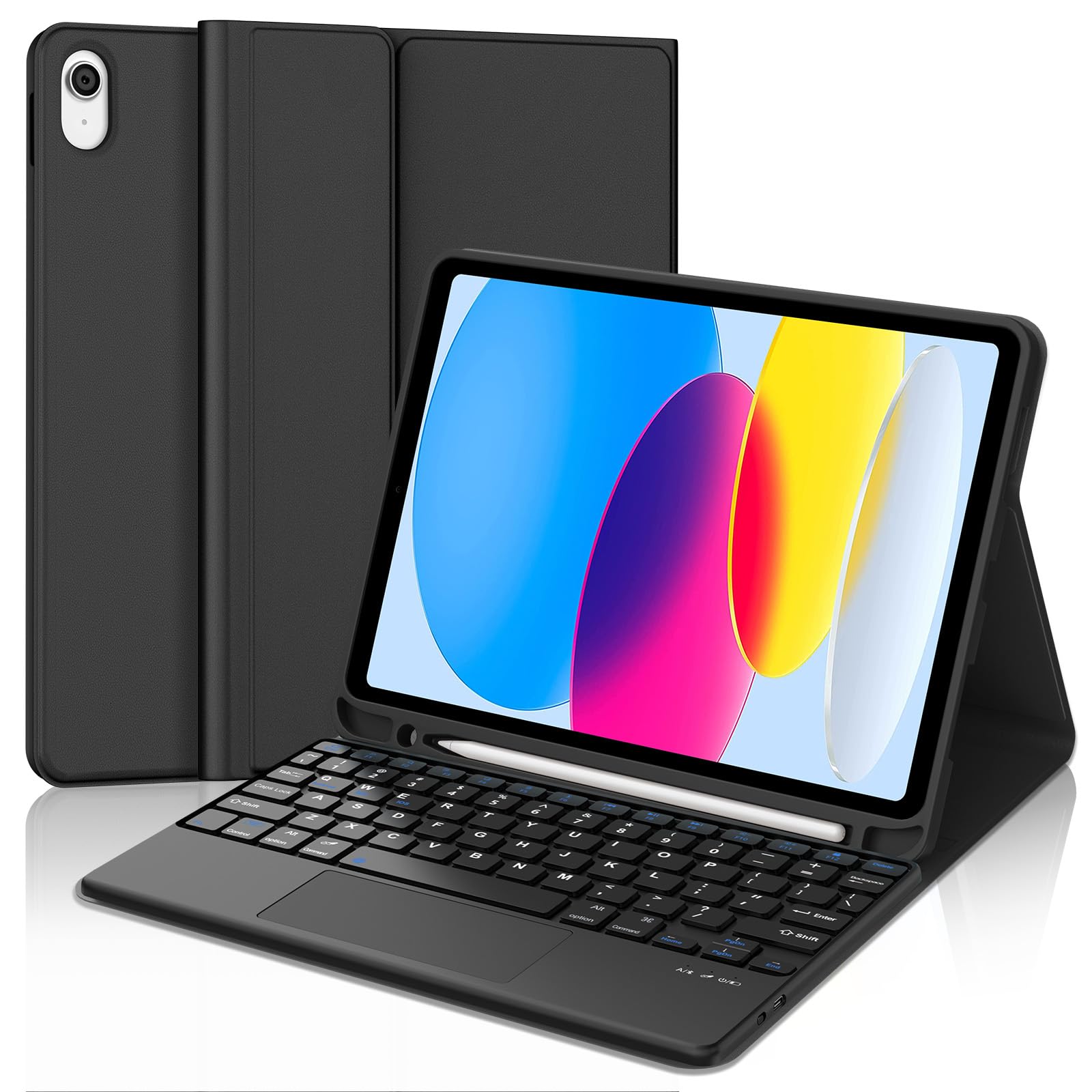 for iPad A16 Keyboard Case, Magnetic Case with Keyboard for iPad A16 11th/ 10th (2025/2022) with Trackpad Portable Tablet Protective Cover with Pen holder, Black