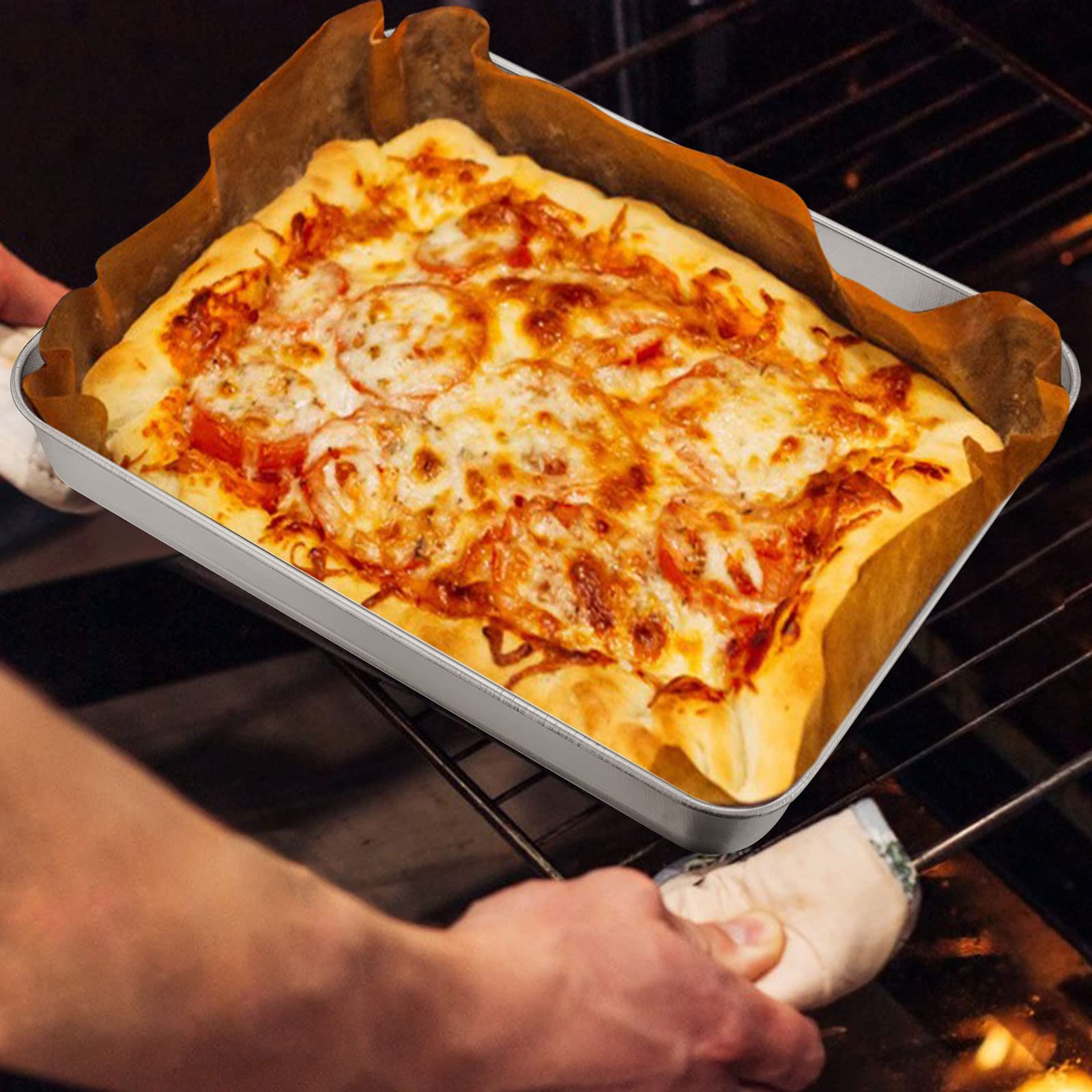 HaWare Blacha do pieczenia, prostokątna forma do pieczenia, ze stali nierdzewnej, forma do pieczenia, do piekarnika, 2 szt., głęboka blacha do piekarnika, blacha do ciasta, do
