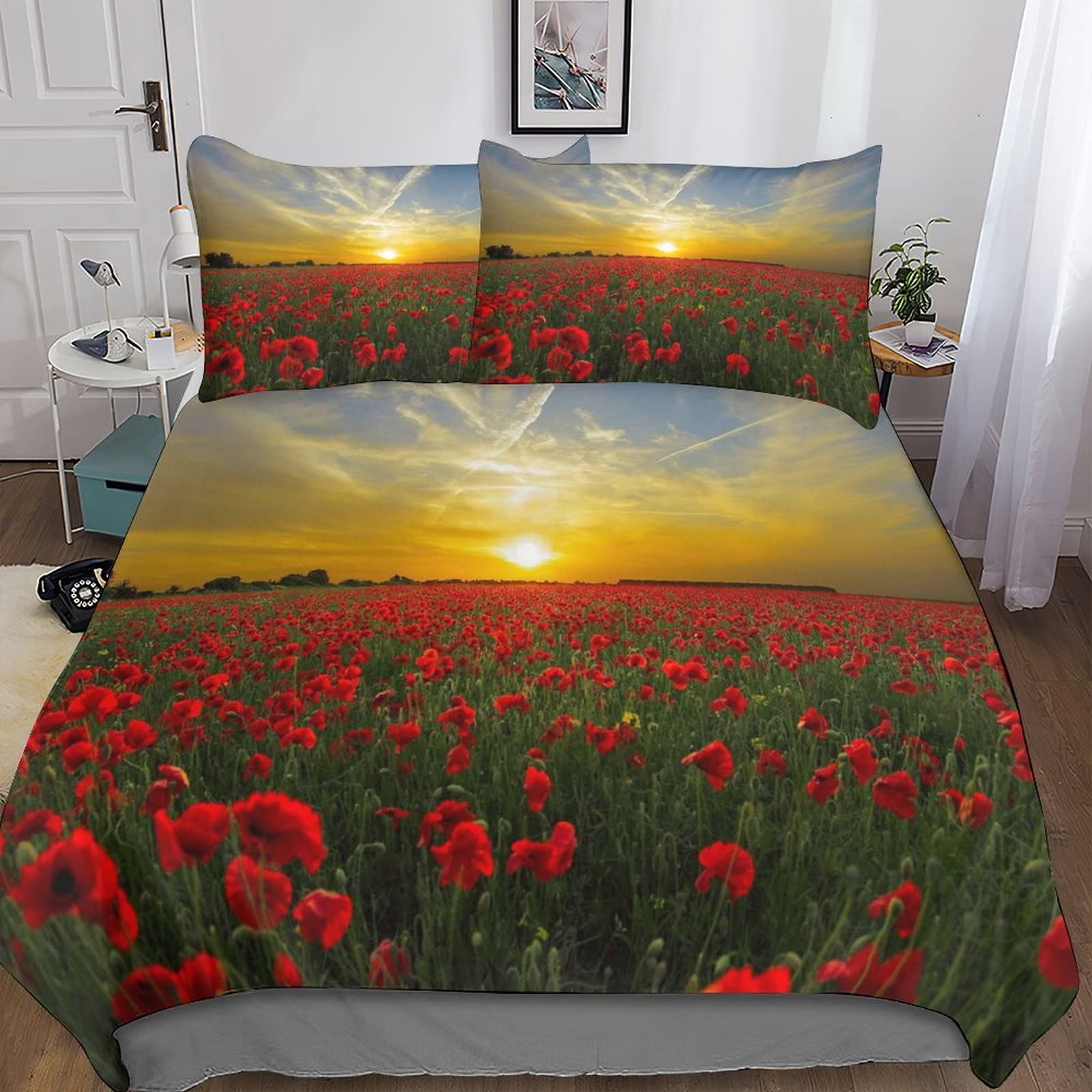 Housse de couette 3D paysage urbain microfibre contre la décoloration lit double