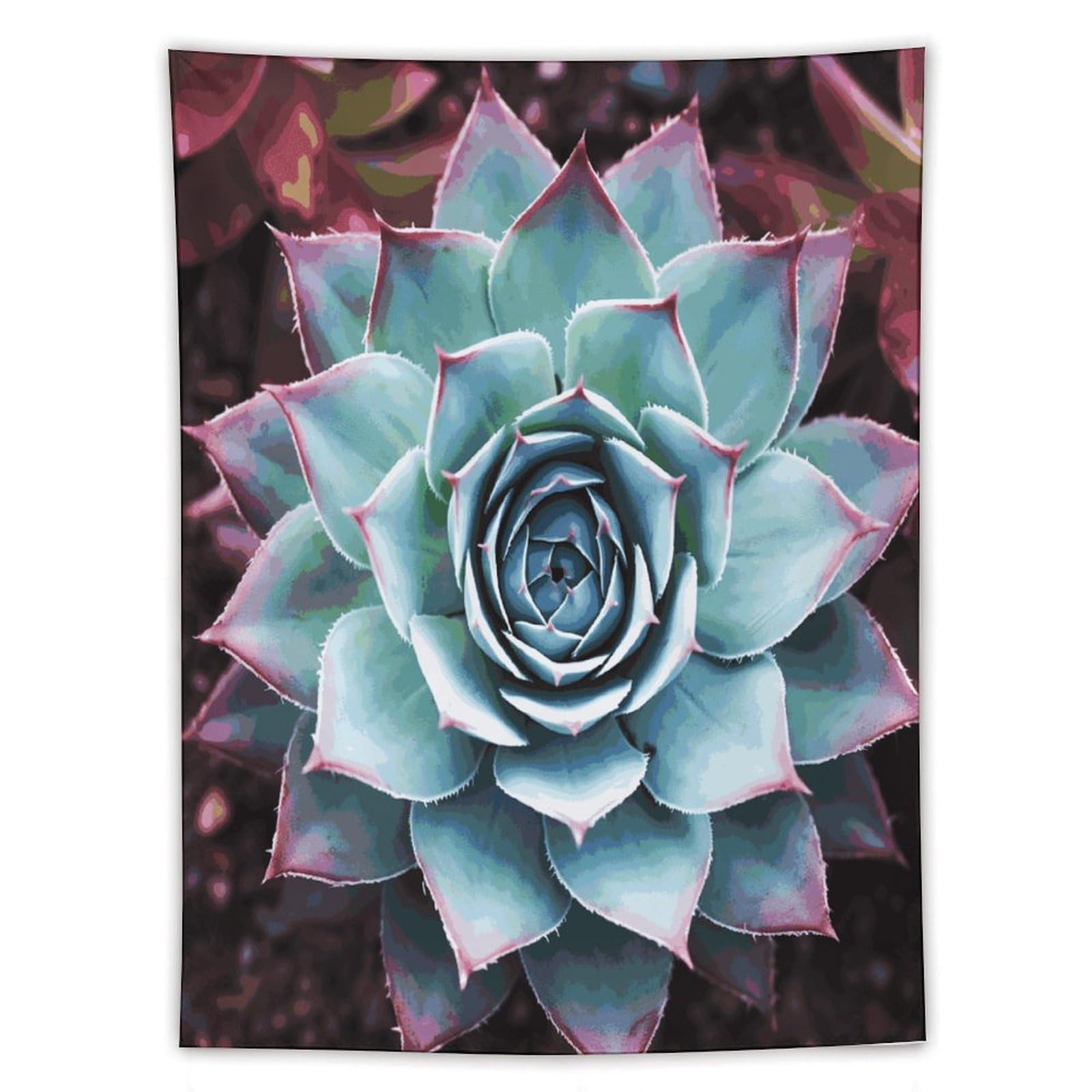 MUSM Succulent Plant Tapestry with Installation Kit Personalized Wall Tapestry Aesthetic Tapestries Backdrop Banner Wall Art Hanging Decor for Home Picnic Beach Blanket 60"x80"