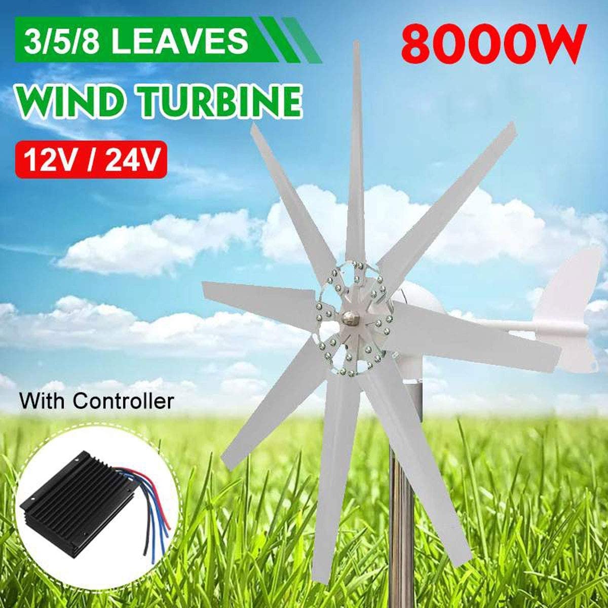 Turbines éoliennes 8000W Générateur d'éoliennes avec contrôleur de Charge