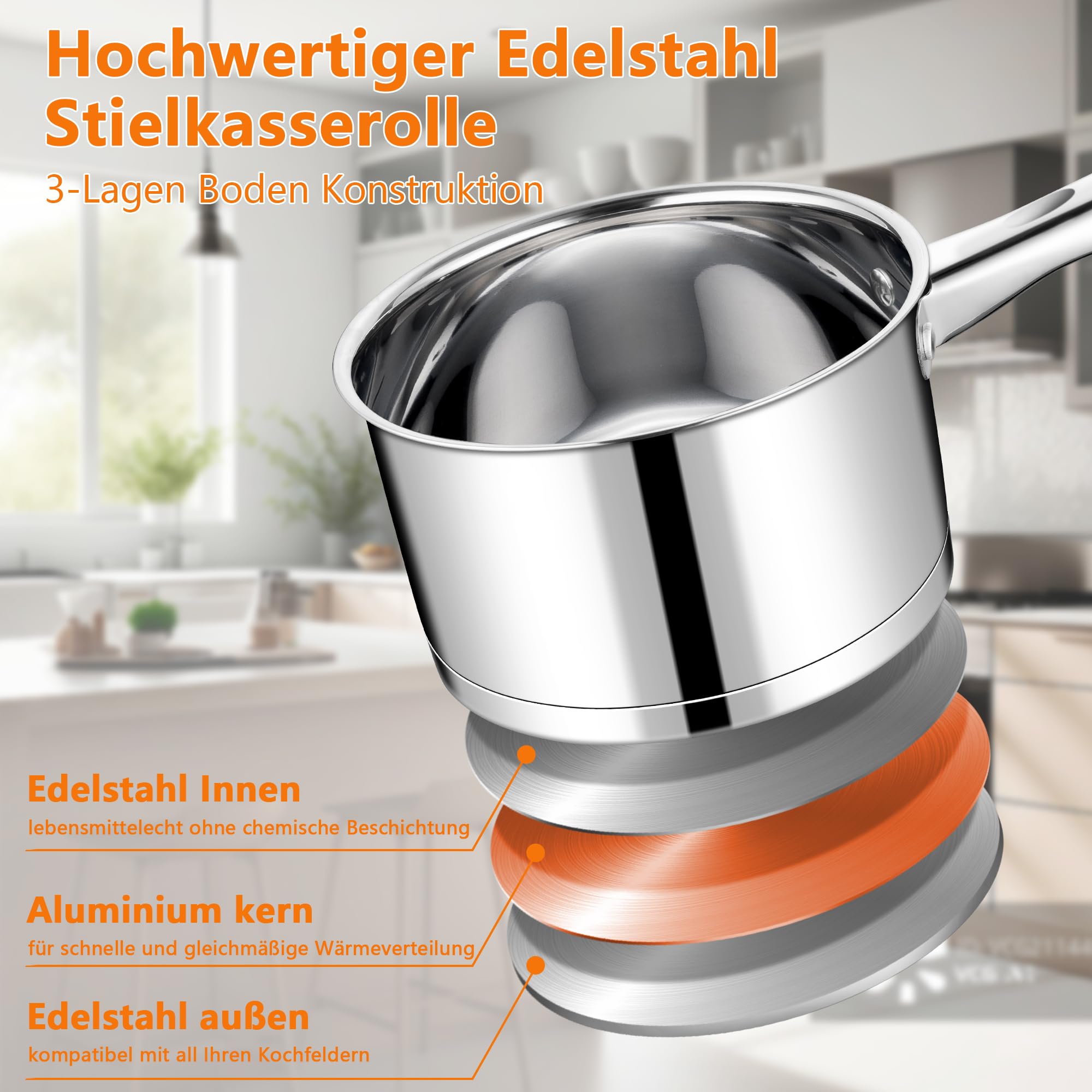 Melkpot, dubbelwandige melkpot uit roestvrij staal, 2 liter melkpoten met deksel en slipvast kunststof grip Geschikt voor alle soorten bakken (2L
